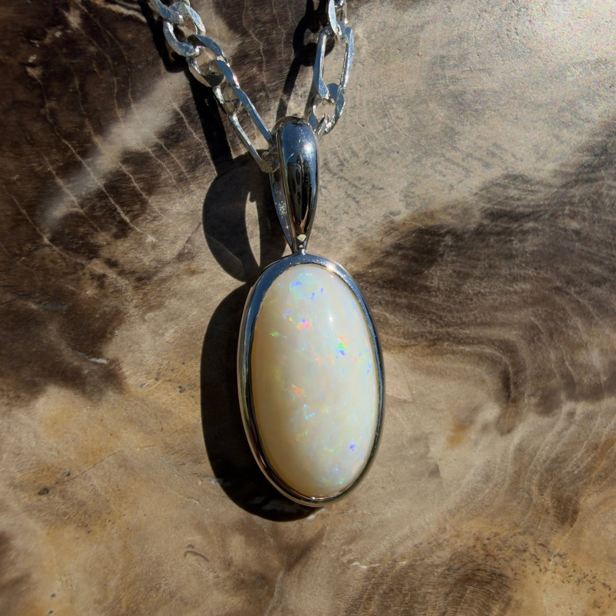 3.5ct Coober Pedy Opal Pendant Necklace ~ 'Lord Howe Spectrum' | 925 Sterling Silver | Solid Australian Opal