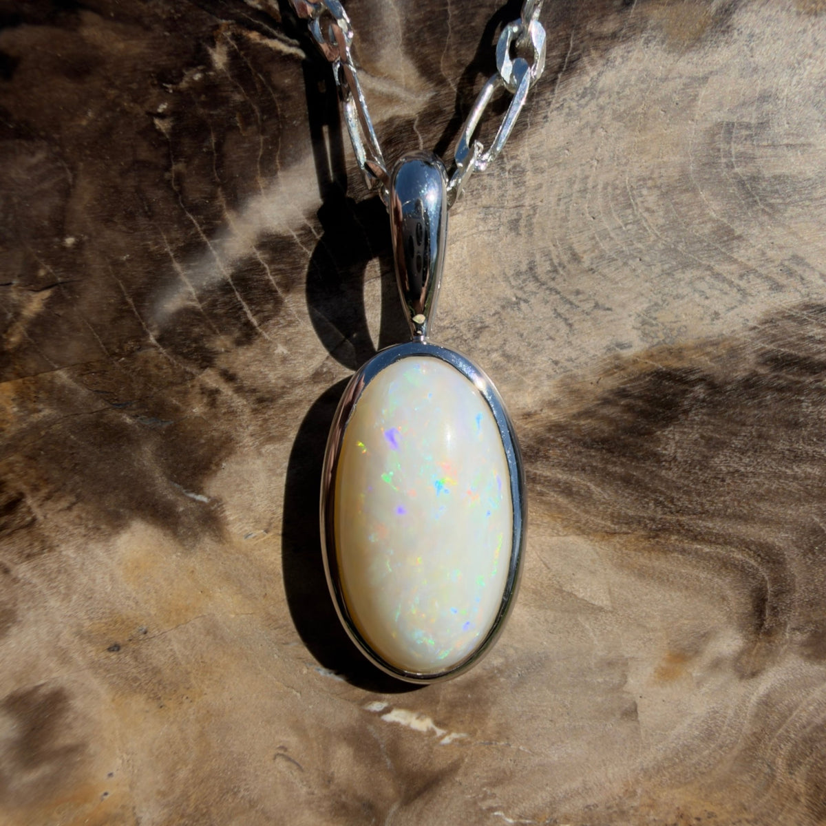 3.5ct Coober Pedy Opal Pendant Necklace ~ 'Lord Howe Spectrum' | 925 Sterling Silver | Solid Australian Opal