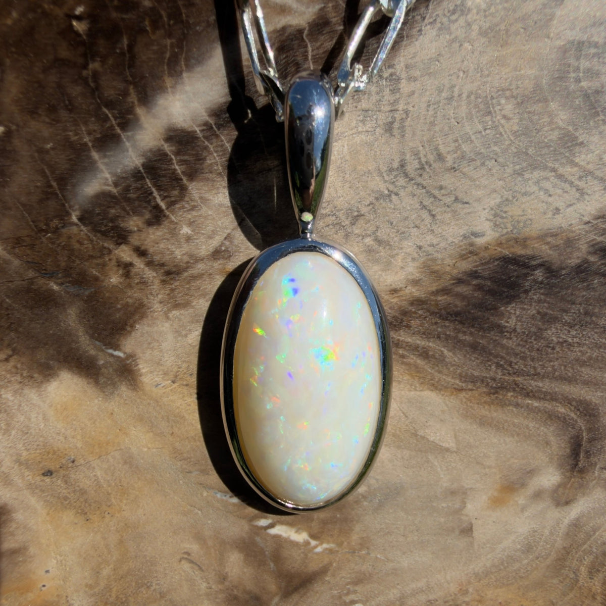 3.5ct Coober Pedy Opal Pendant Necklace ~ 'Lord Howe Spectrum' | 925 Sterling Silver | Solid Australian Opal