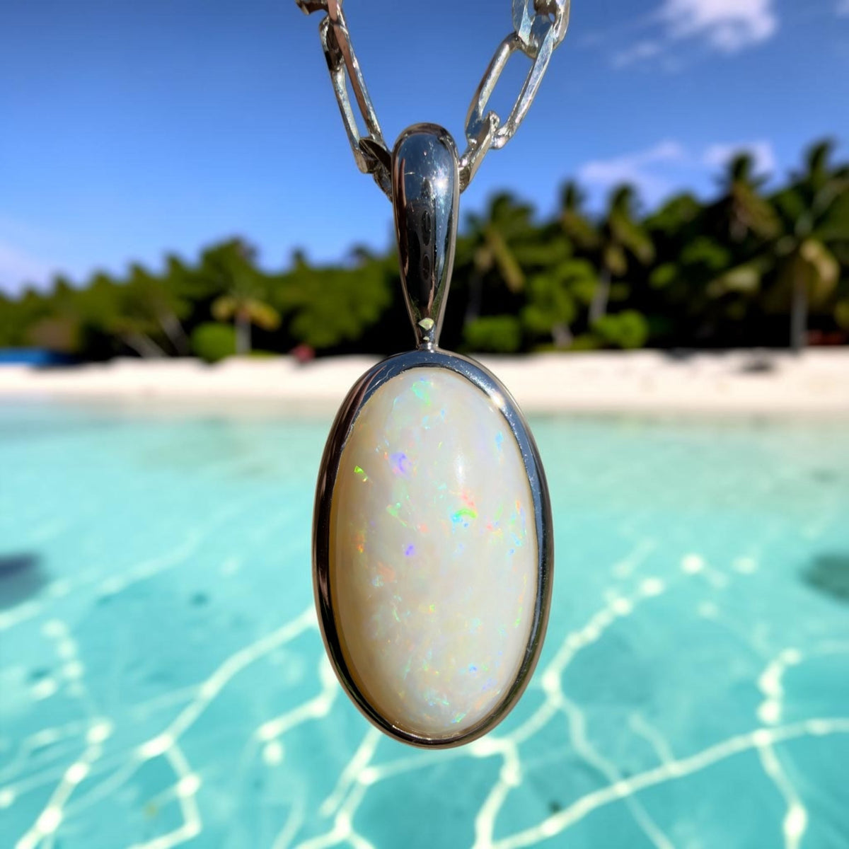 3.5ct Coober Pedy Opal Pendant Necklace ~ 'Lord Howe Spectrum' | 925 Sterling Silver | Solid Australian Opal