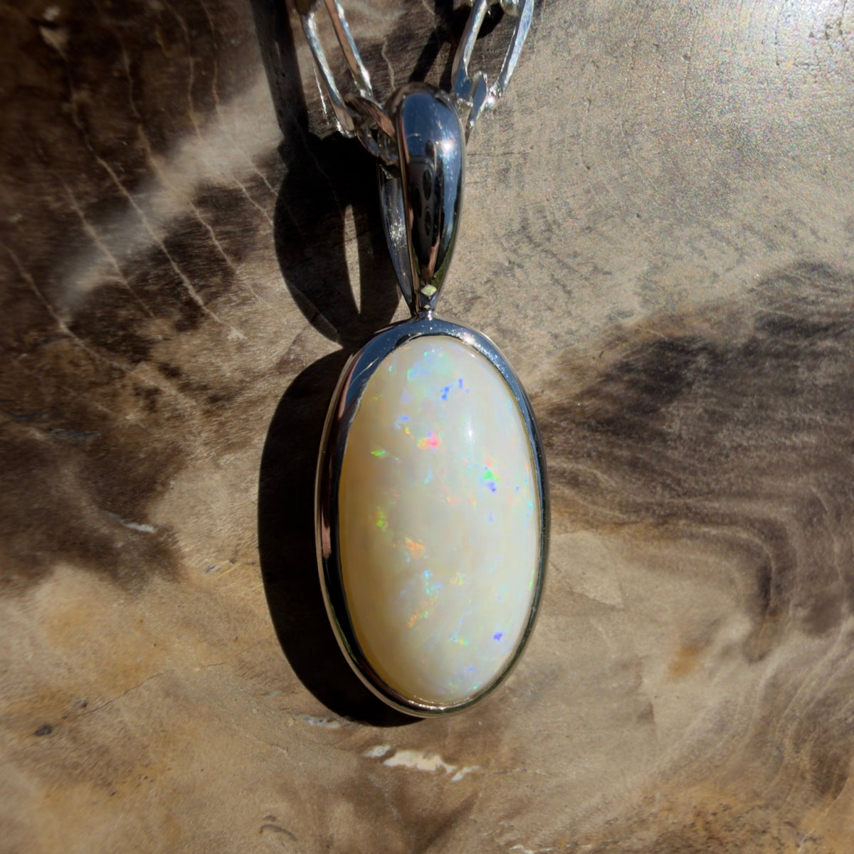 3.5ct Coober Pedy Opal Pendant Necklace ~ 'Lord Howe Spectrum' | 925 Sterling Silver | Solid Australian Opal