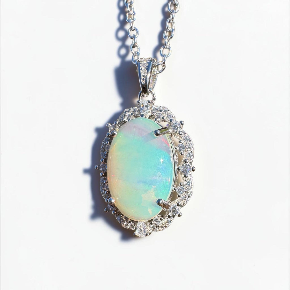 3.6ct Coober Pedy Crystal Opal Pendant Necklace ~ 'Bibra Lake Blues' | 925 Sterling Silver | Solid Australian Opal