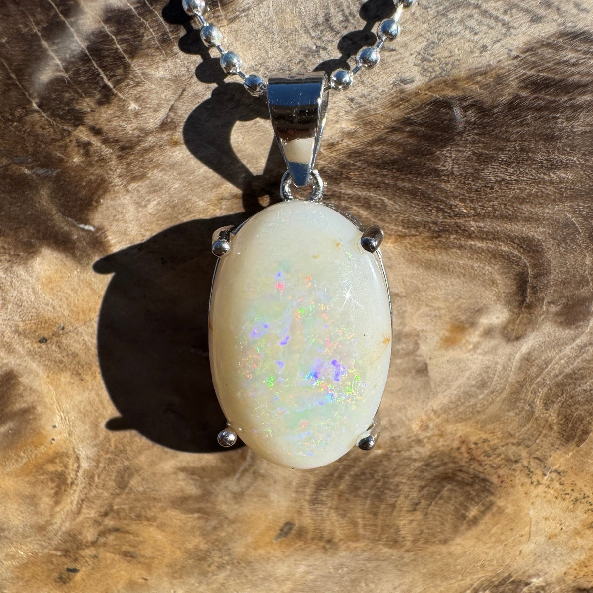 3.6ct Coober Pedy Opal Pendant Necklace ~ 'Walyunga Glow' | 925 Sterling Silver | Solid Australian Opal