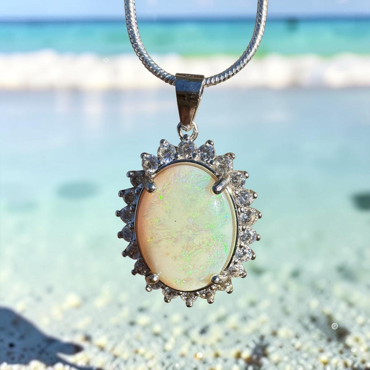 3.6ct Coober Pedy Opal Pendant Necklace ~ 'Wellington Dam Glow' | 925 Sterling Silver | Solid Australian Opal