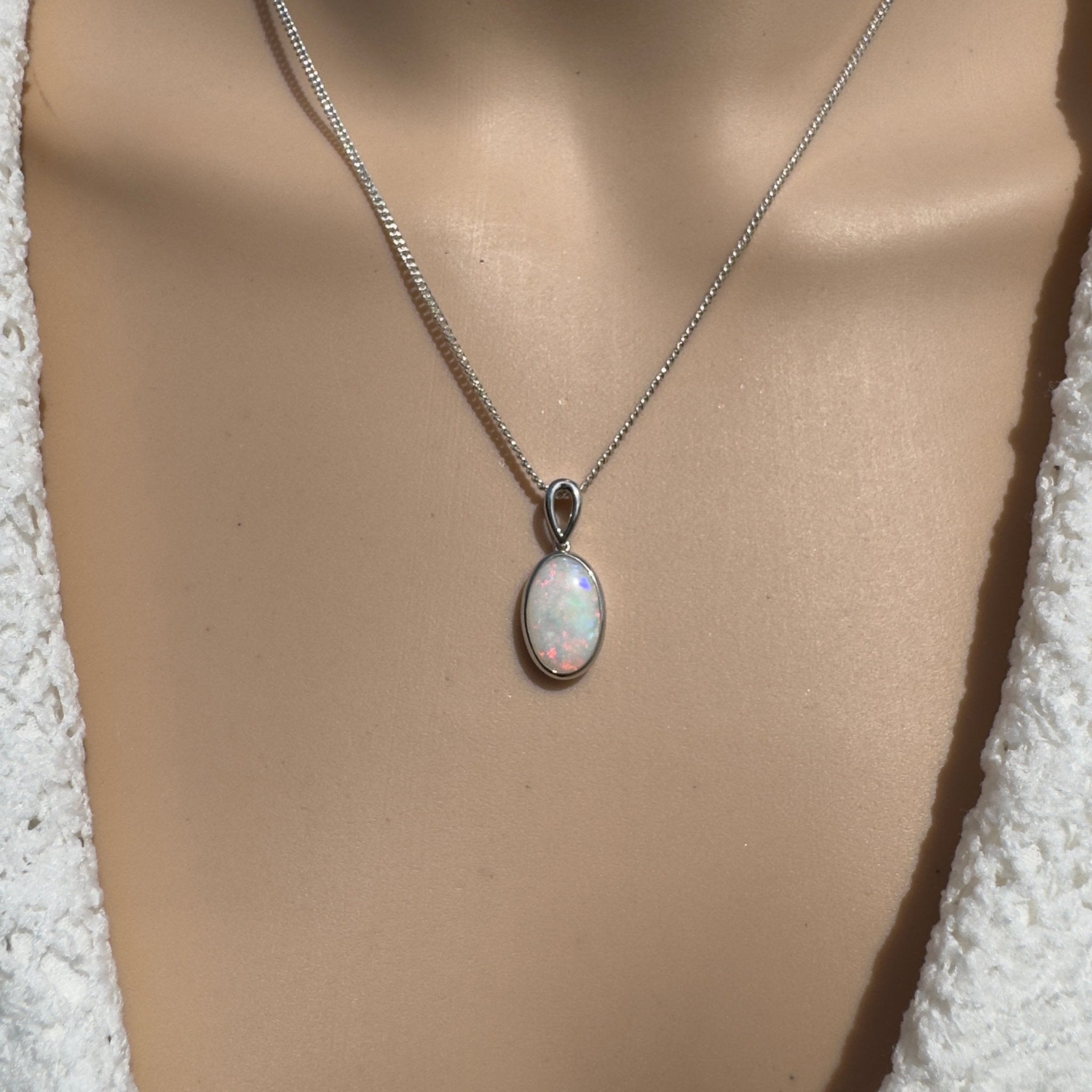 3.75ct Coober Pedy Opal Pendant Necklace ~ 'Binalong Light' | 925 Sterling Silver | Solid Australian Opal