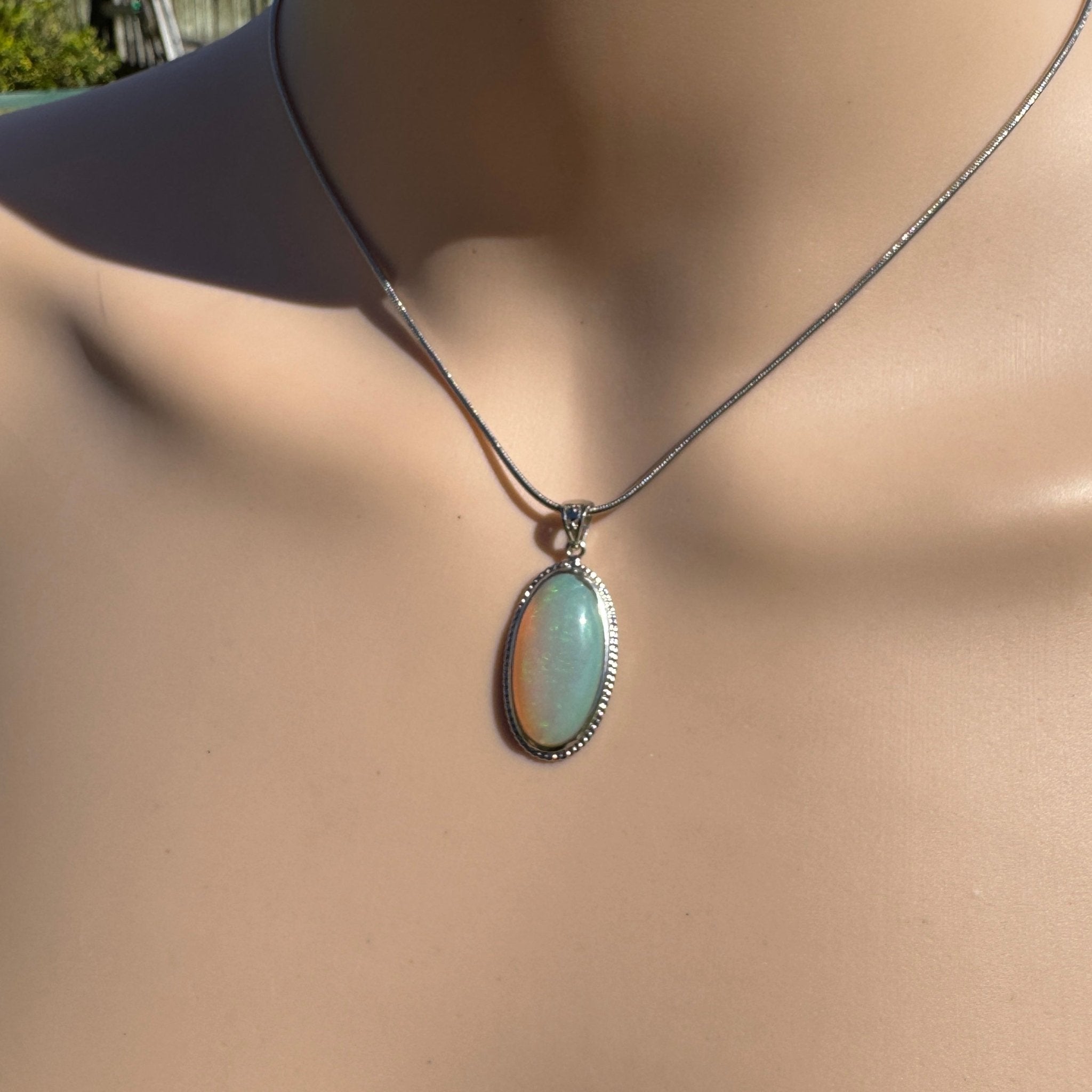 3.8ct Coober Pedy Crystal Opal Pendant Necklace ~ 'Kalbarri Blaze' | 925 Sterling Silver | Solid Australian Opal