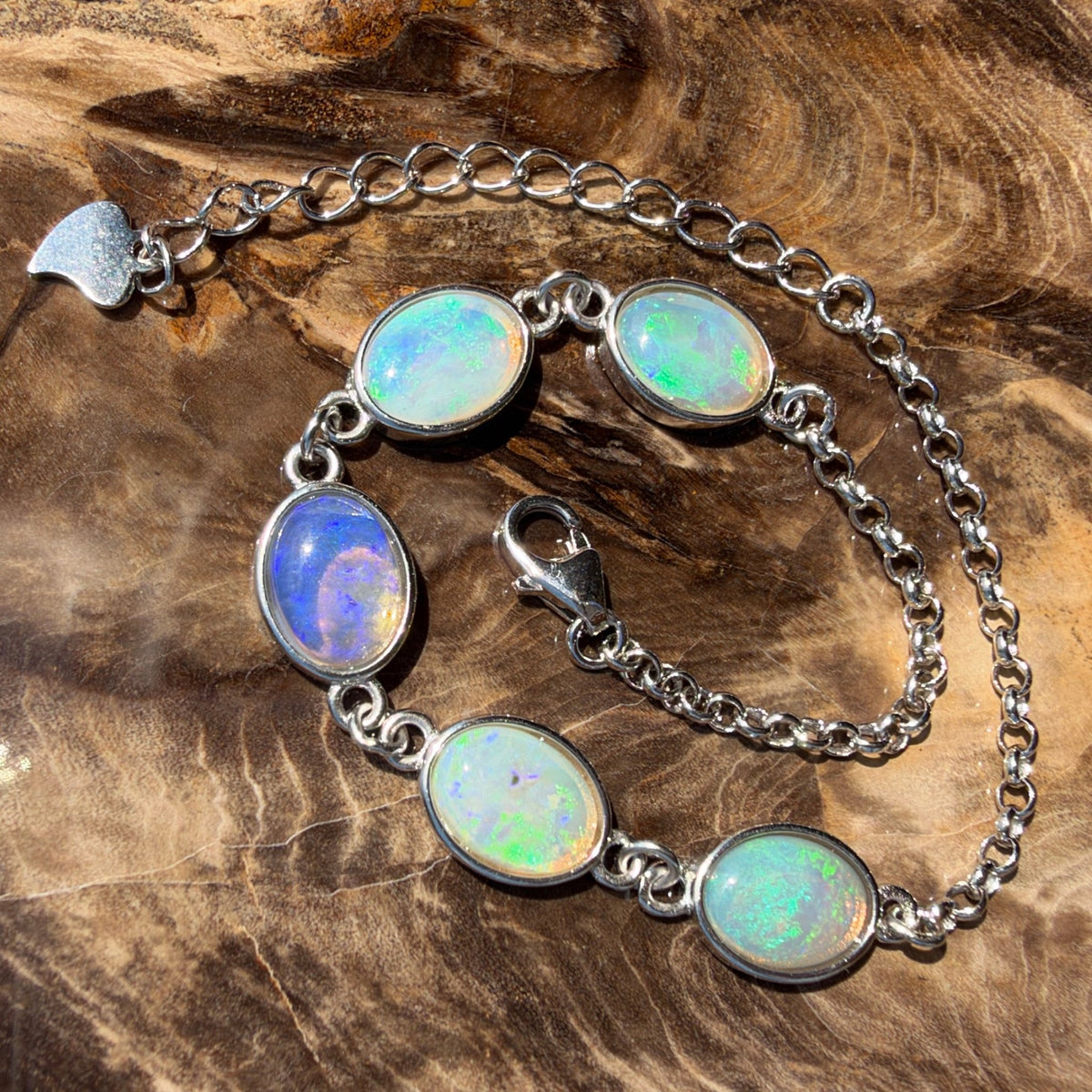 3.8ct Lightning Ridge Opal Bracelet ~ 'Kalbarri Lagoon' | 925 Sterling Silver | Solid Australian Opal