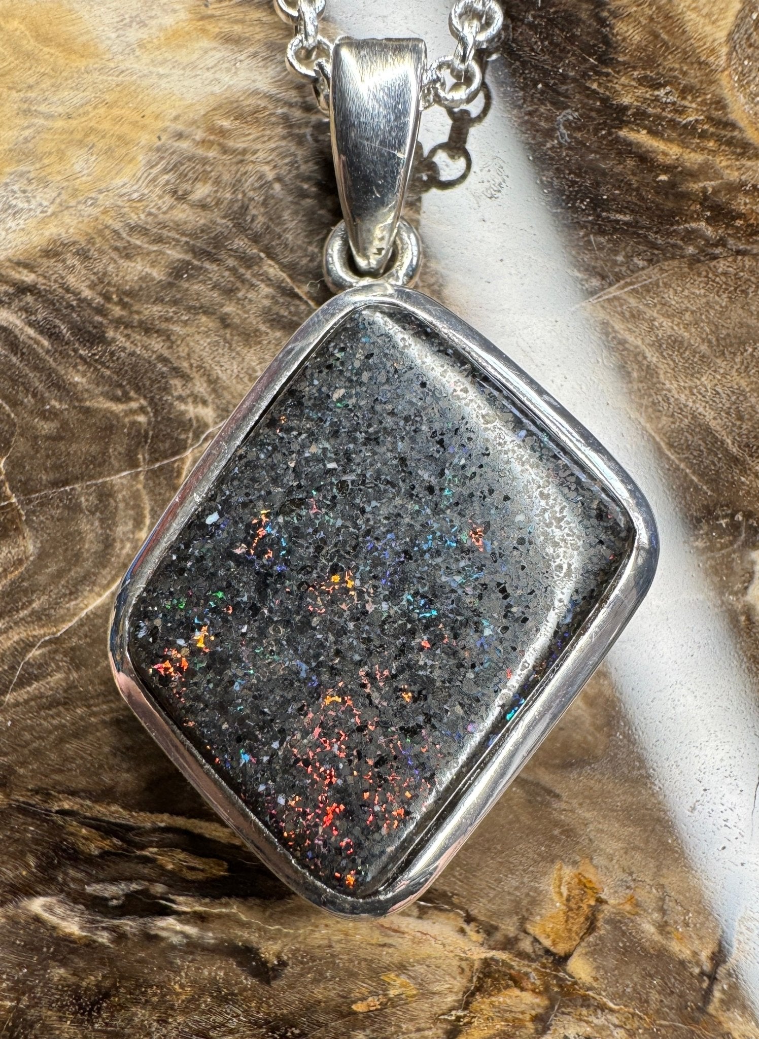 39ct Andamooka Matrix Opal 925 Silver Pendant