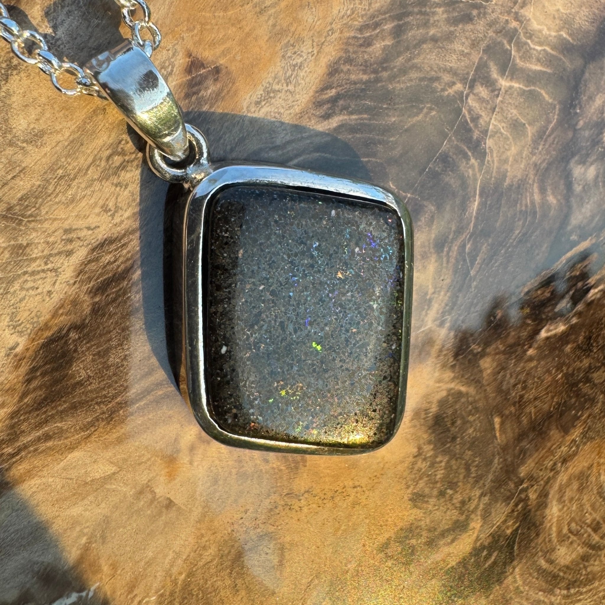 39ct Andamooka Matrix Opal 925 Silver Pendant