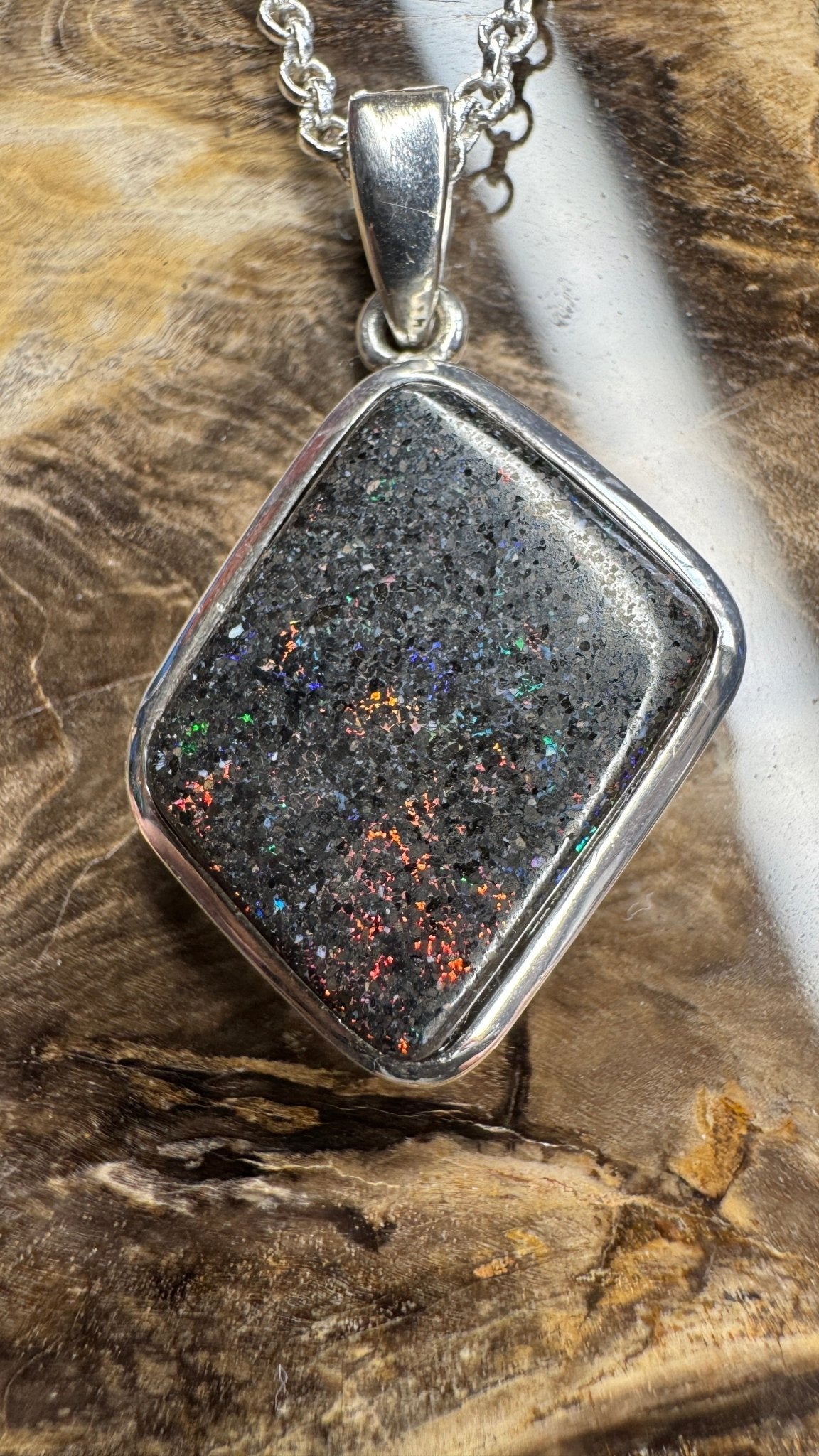 39ct Andamooka Matrix Opal 925 Silver Pendant