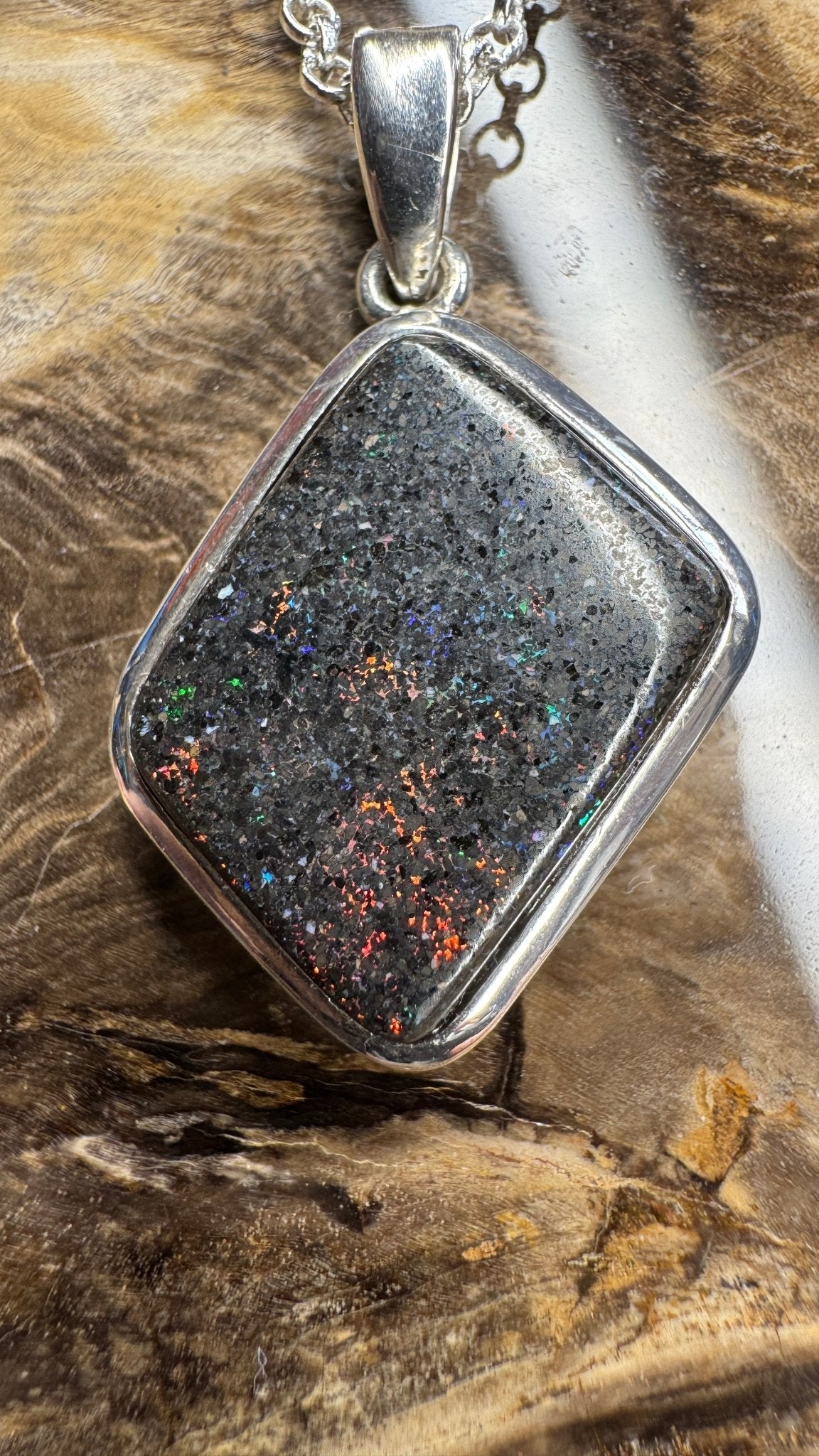 39ct Andamooka Matrix Opal 925 Silver Pendant