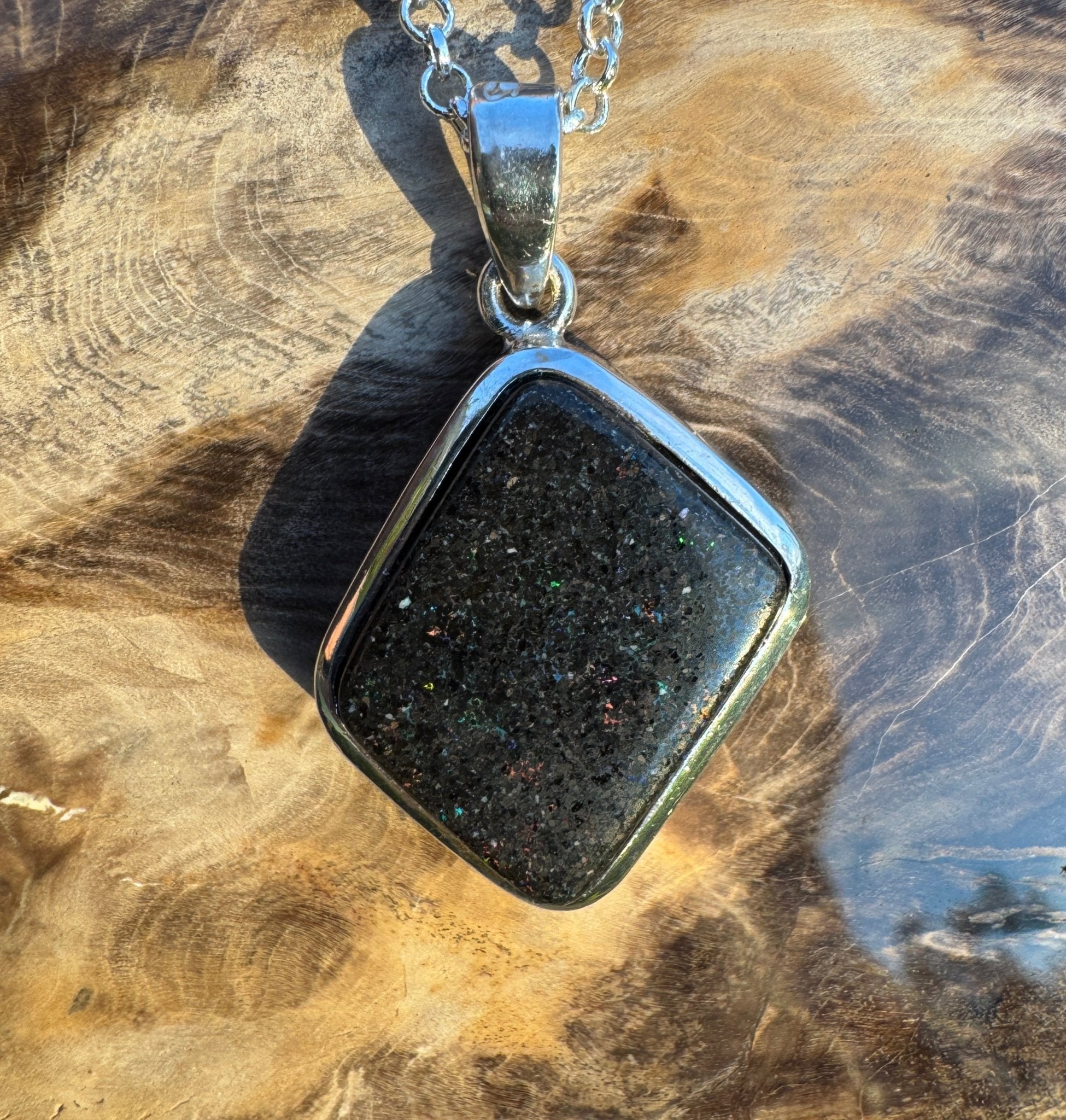 39ct Andamooka Matrix Opal 925 Silver Pendant