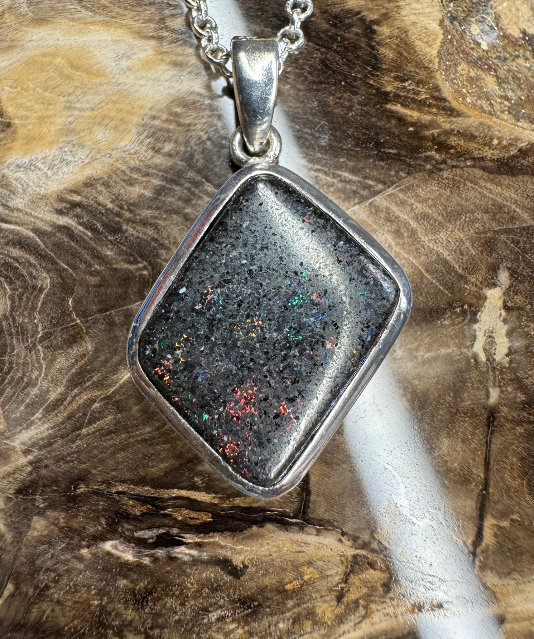 39ct Andamooka Matrix Opal 925 Silver Pendant