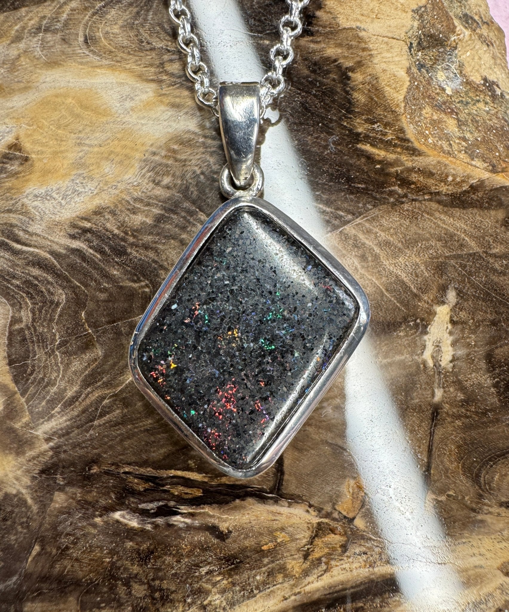 39ct Andamooka Matrix Opal 925 Silver Pendant