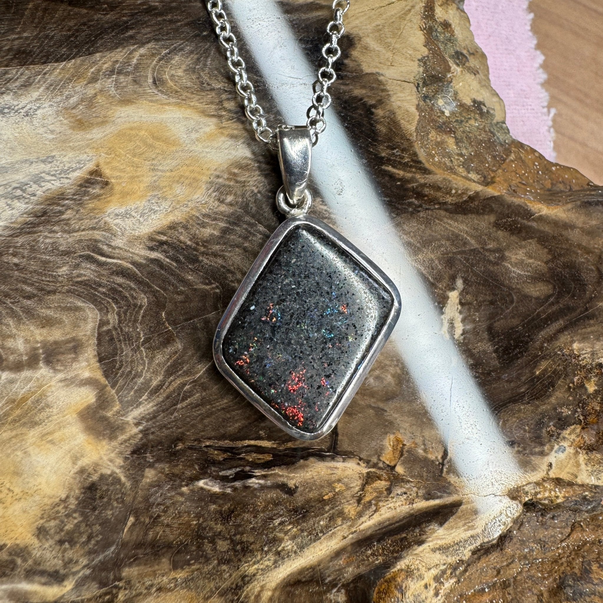 39ct Andamooka Matrix Opal 925 Silver Pendant