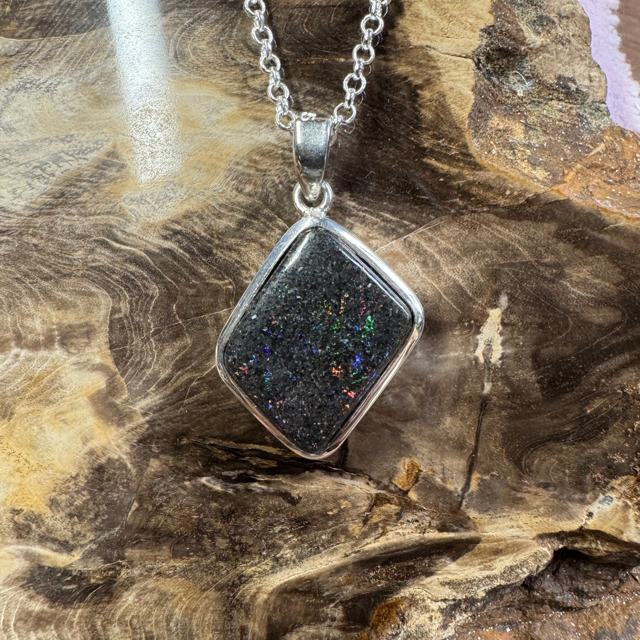 39ct Andamooka Matrix Opal 925 Silver Pendant