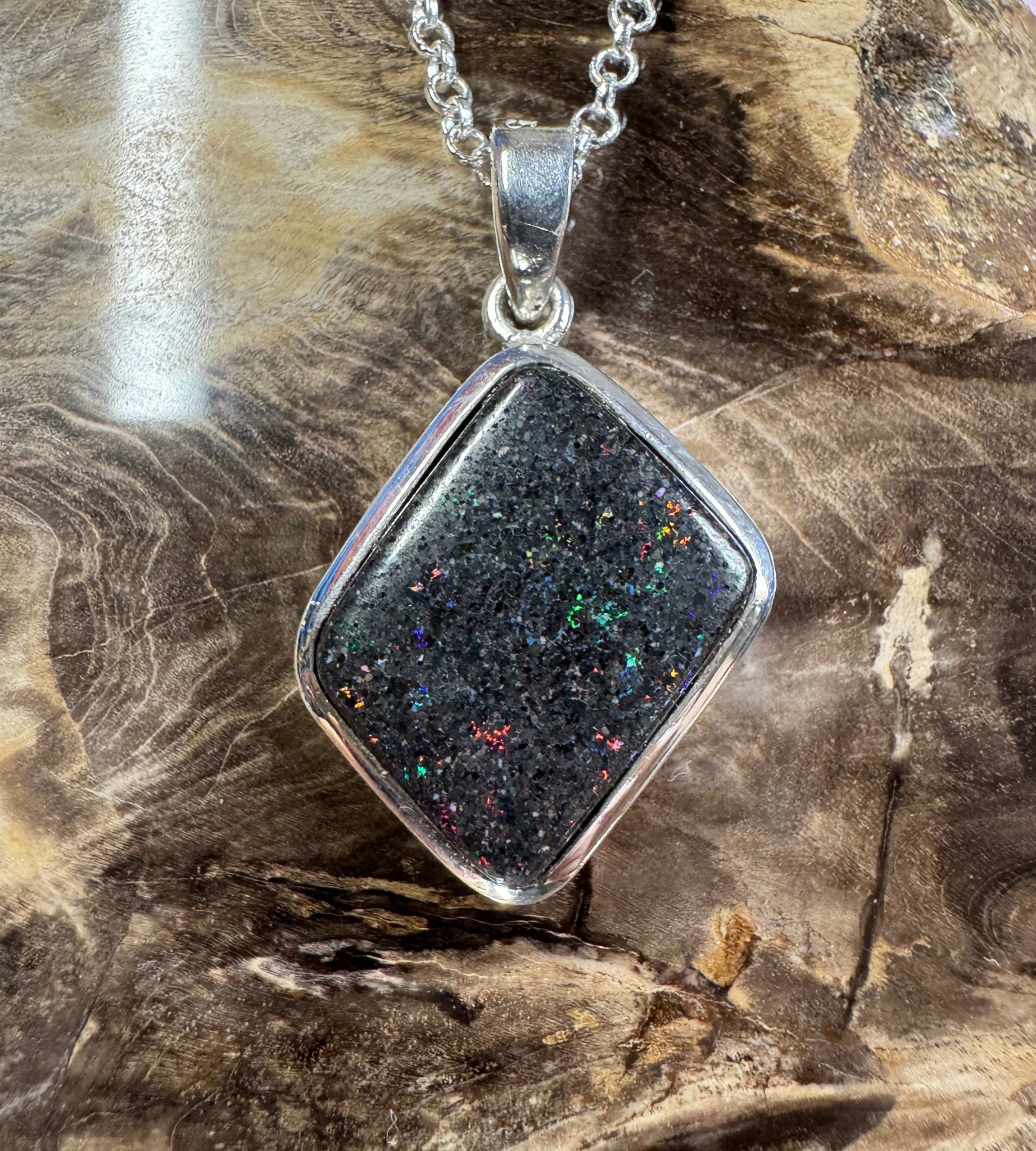 39ct Andamooka Matrix Opal 925 Silver Pendant
