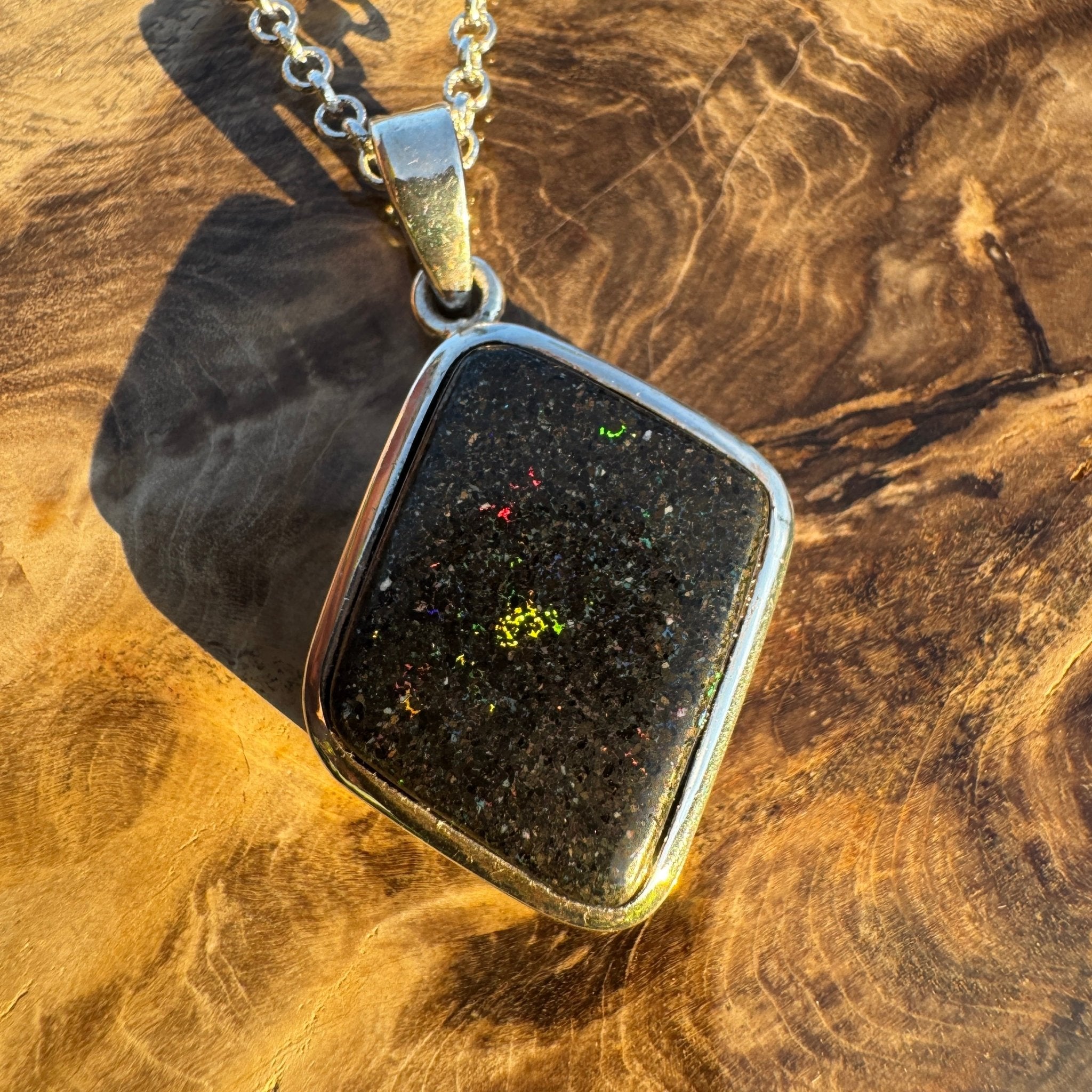 39ct Andamooka Matrix Opal 925 Silver Pendant