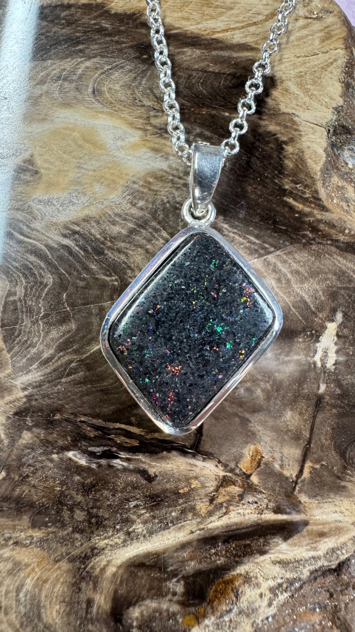 39ct Andamooka Matrix Opal 925 Silver Pendant