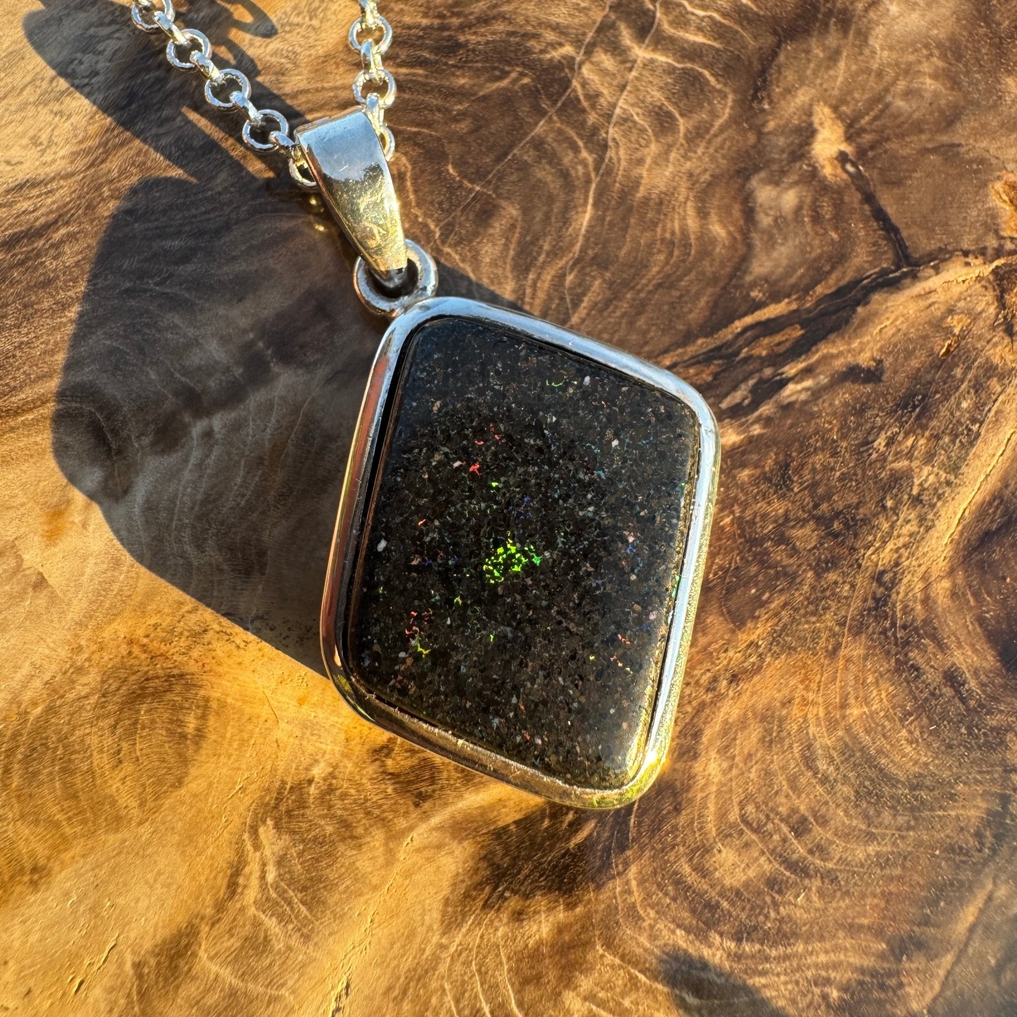 39ct Andamooka Matrix Opal 925 Silver Pendant
