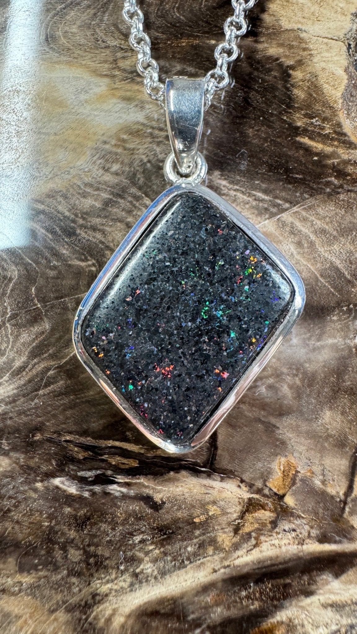 39ct Andamooka Matrix Opal 925 Silver Pendant