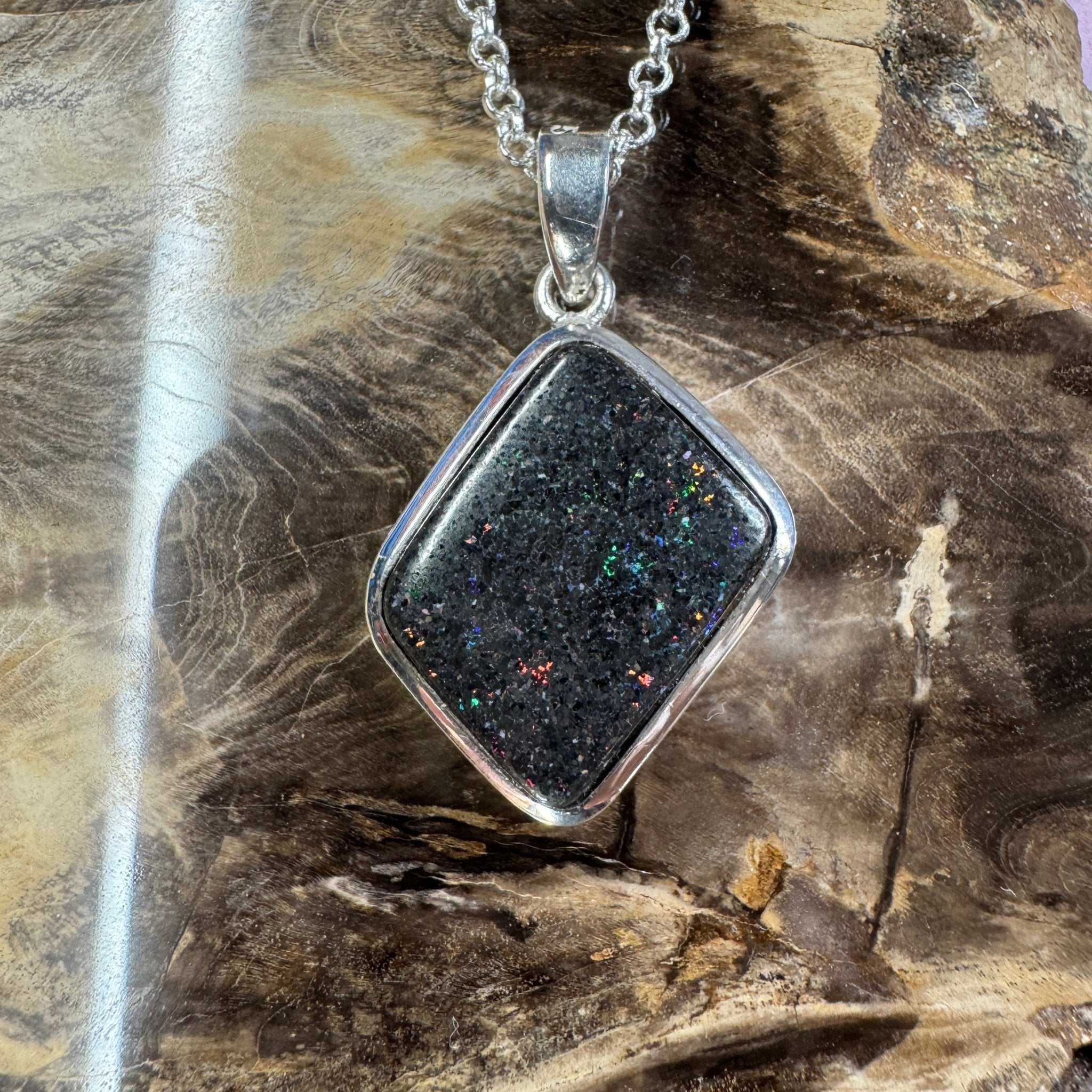 39ct Andamooka Matrix Opal 925 Silver Pendant