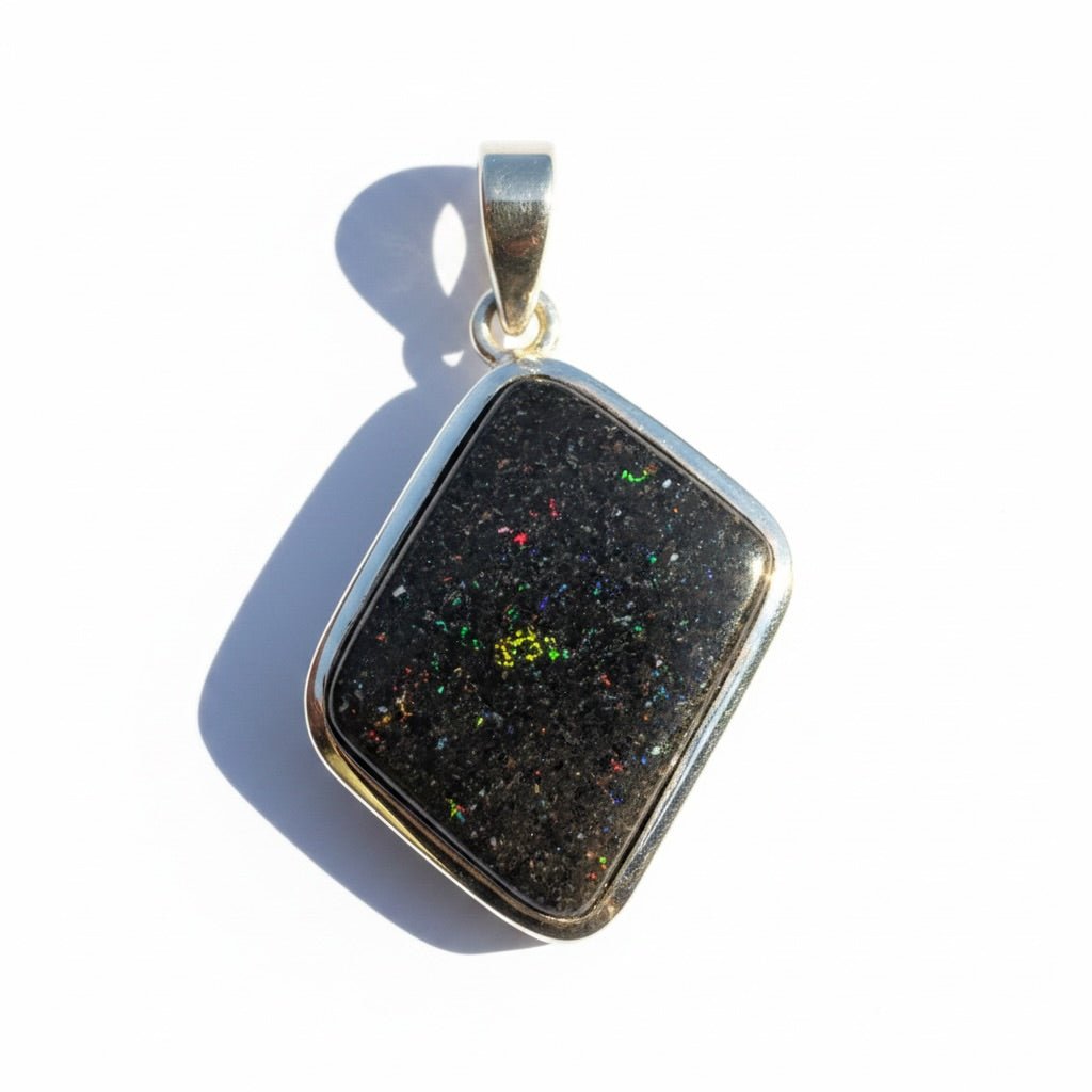 39ct Andamooka Matrix Opal Pendant Necklace | 925 Sterling Silver | Solid Australian Opal