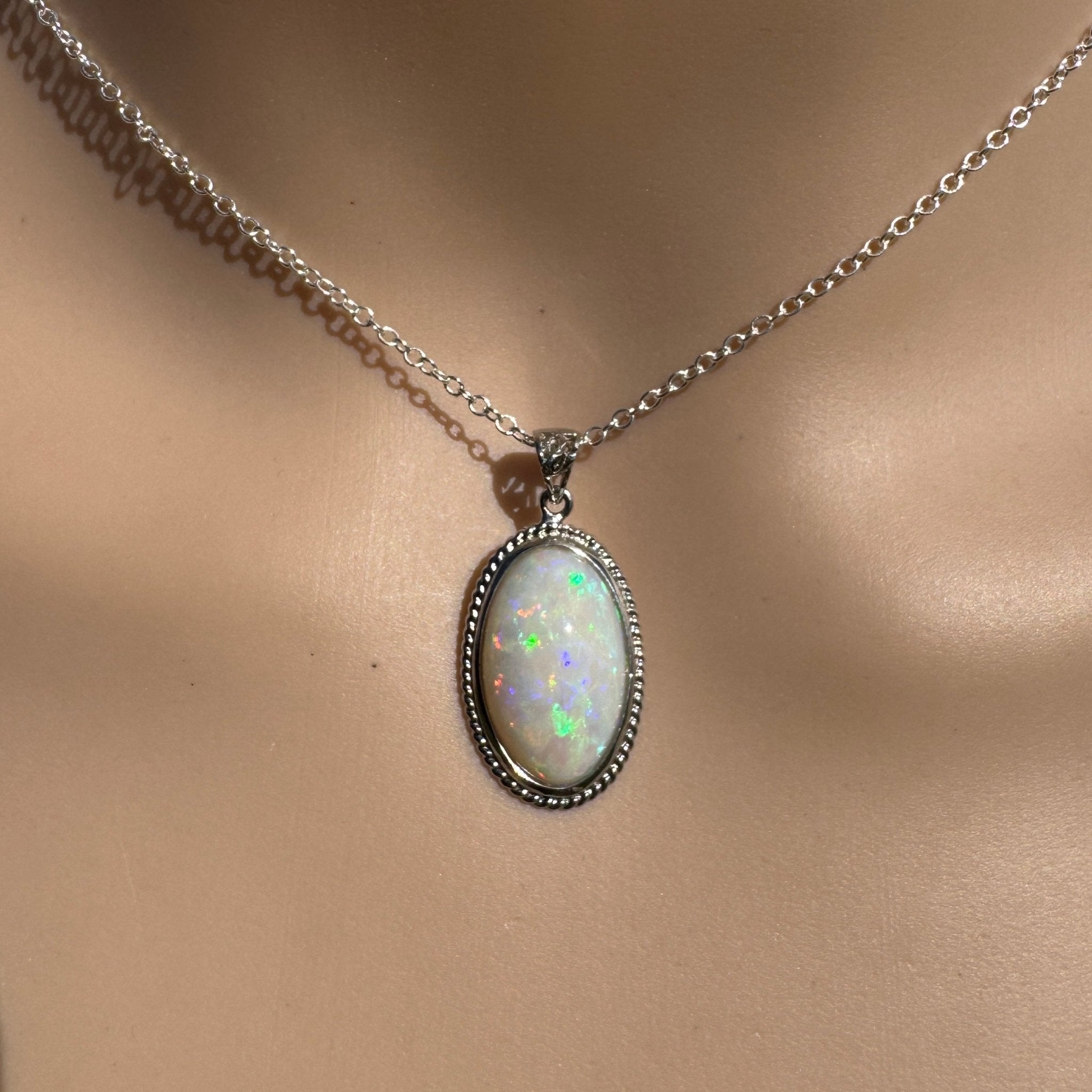 3.9ct Coober Pedy Opal Pendant Necklace ~ 'Exmouth Gulf Flare' | 925 Sterling Silver | Solid Australian Opal