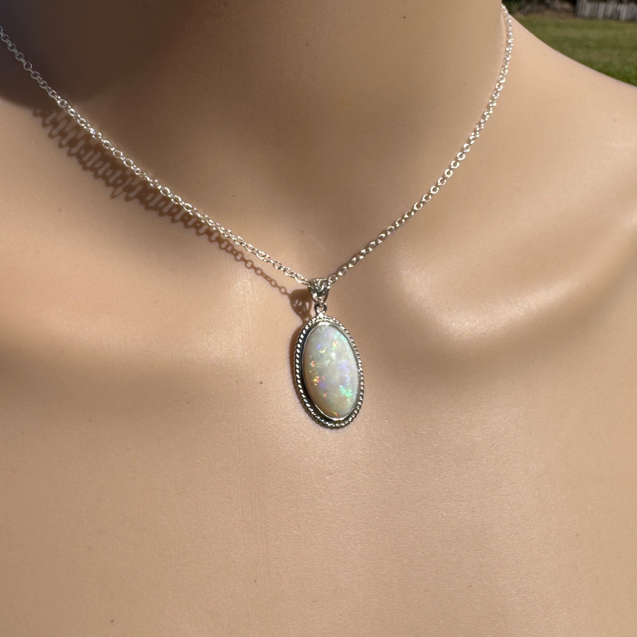 3.9ct Coober Pedy Opal Pendant Necklace ~ 'Exmouth Gulf Flare' | 925 Sterling Silver | Solid Australian Opal