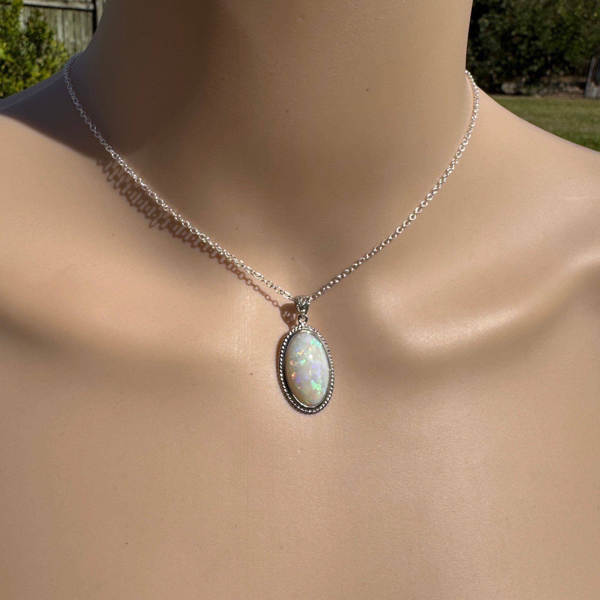 3.9ct Coober Pedy Opal Pendant Necklace ~ 'Exmouth Gulf Flare' | 925 Sterling Silver | Solid Australian Opal
