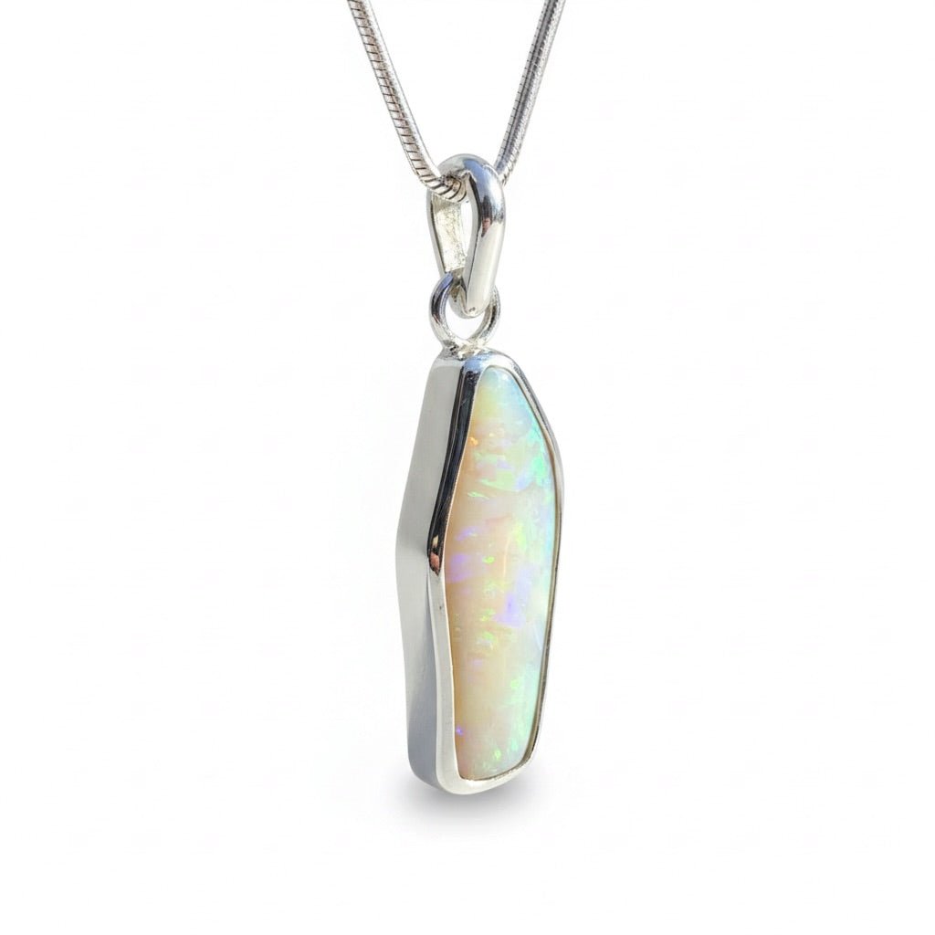 3.9ct Lightning Ridge Opal Pendant Necklace ~ 'Daintree Fire' | 925 Sterling Silver | Solid Australian Opal