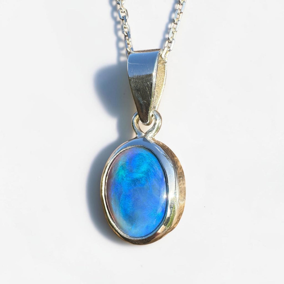 3.9ct Lightning Ridge Semi Black Opal Pendant Necklace ~ 'Walgett Blue' | 925 Sterling Silver | Solid Australian Opal