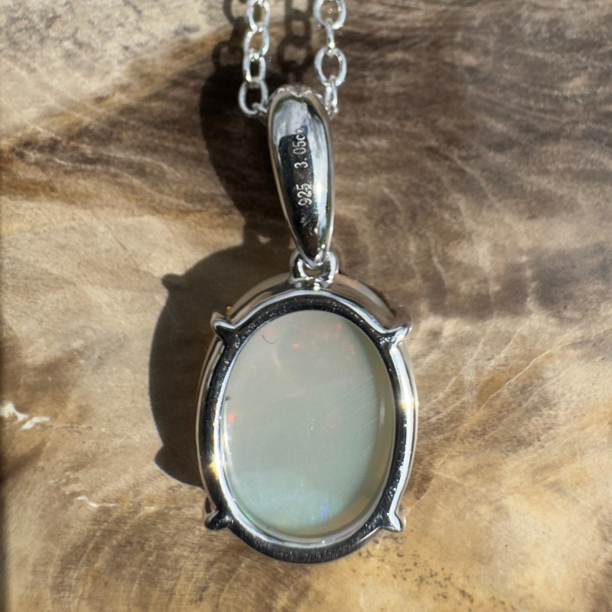 3ct Coober Pedy Crystal Opal Pendant Necklace ~ 'Mungo Wildfire' | 925 Sterling Silver | Solid Australian Opal
