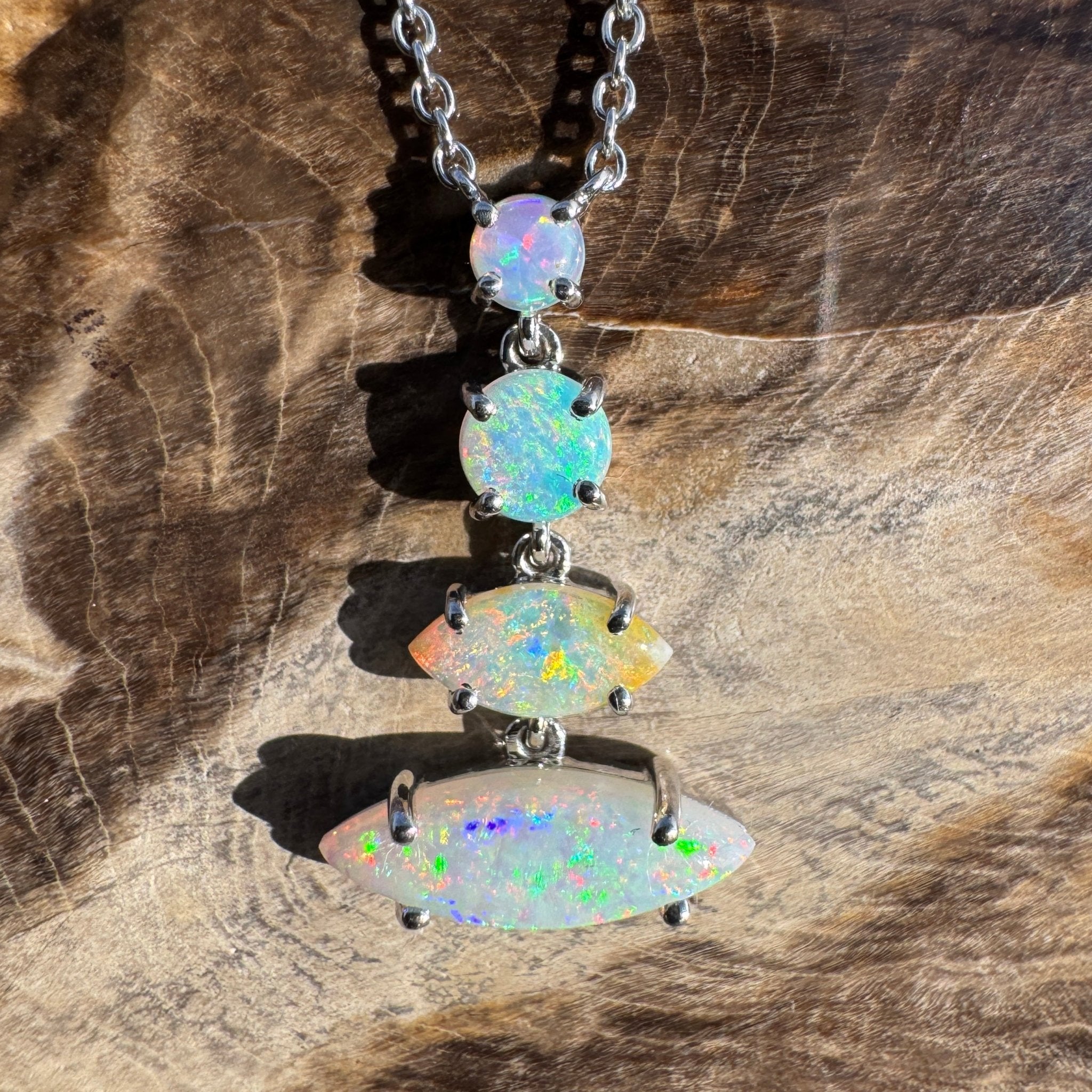 3ct Coober Pedy Opal Pendant Necklace ~ 'Arckaringa Rainbow' | 925 Sterling Silver | Solid Australian Opal