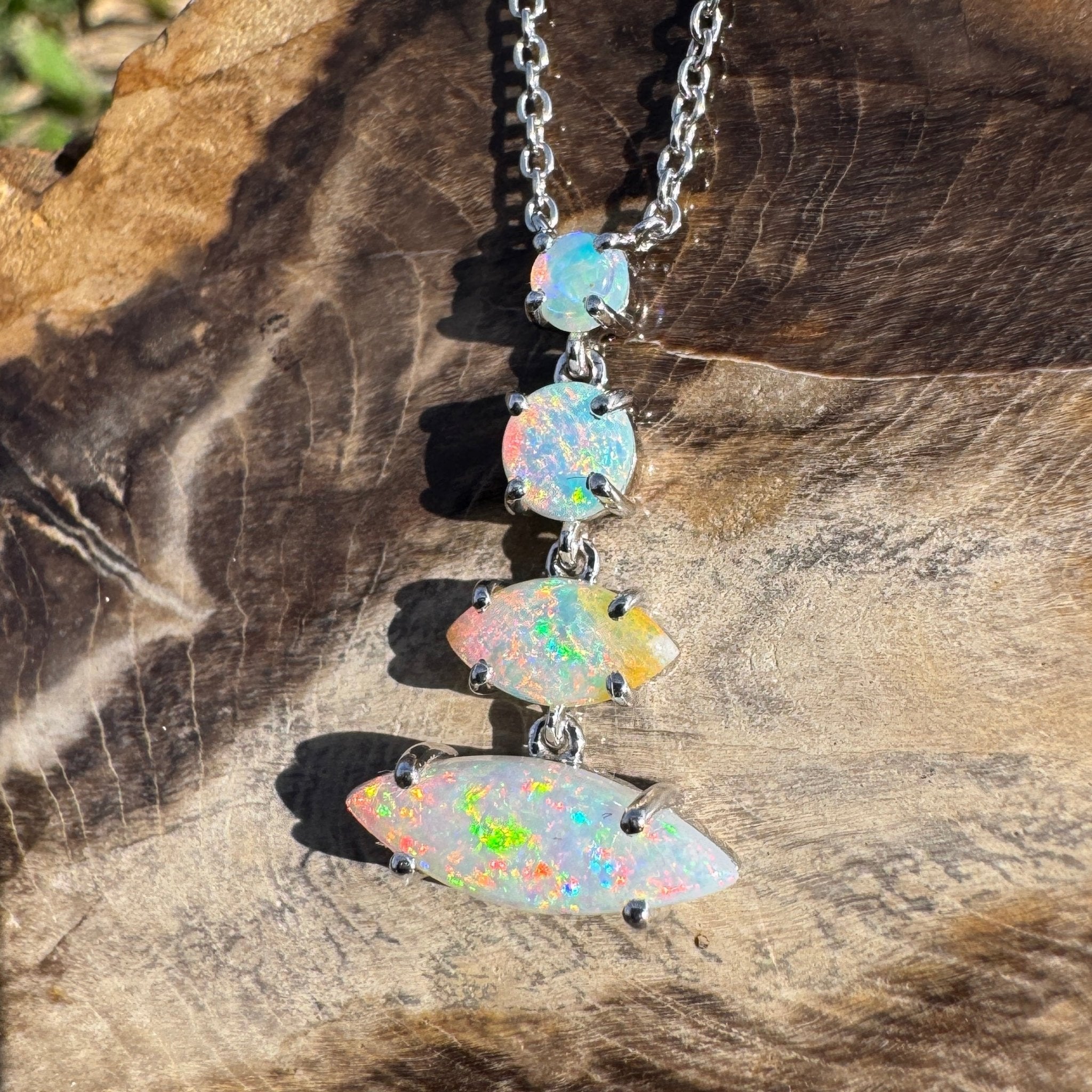 3ct Coober Pedy Opal Pendant Necklace ~ 'Arckaringa Rainbow' | 925 Sterling Silver | Solid Australian Opal