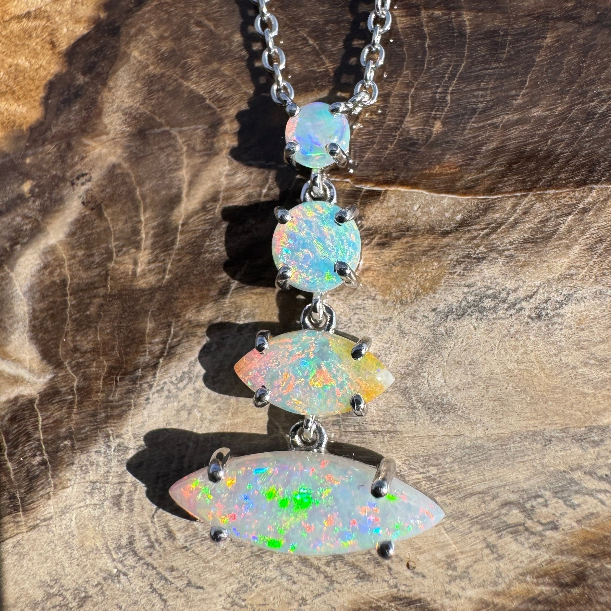 3ct Coober Pedy Opal Pendant Necklace ~ 'Arckaringa Rainbow' | 925 Sterling Silver | Solid Australian Opal