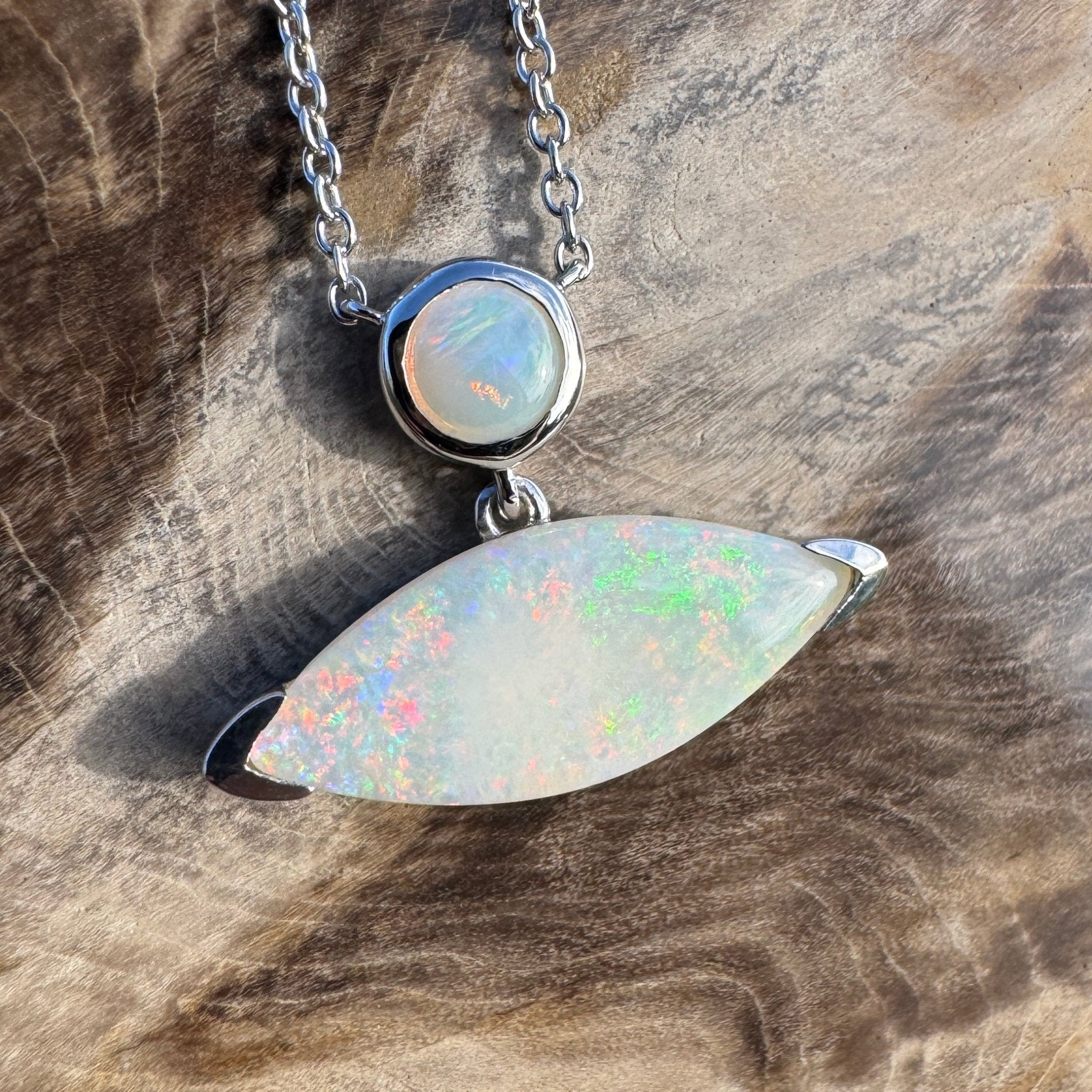 3ct Coober Pedy Opal Pendant Necklace ~ 'Ceduna Colourwave' | 925 Sterling Silver | Solid Australian Opal