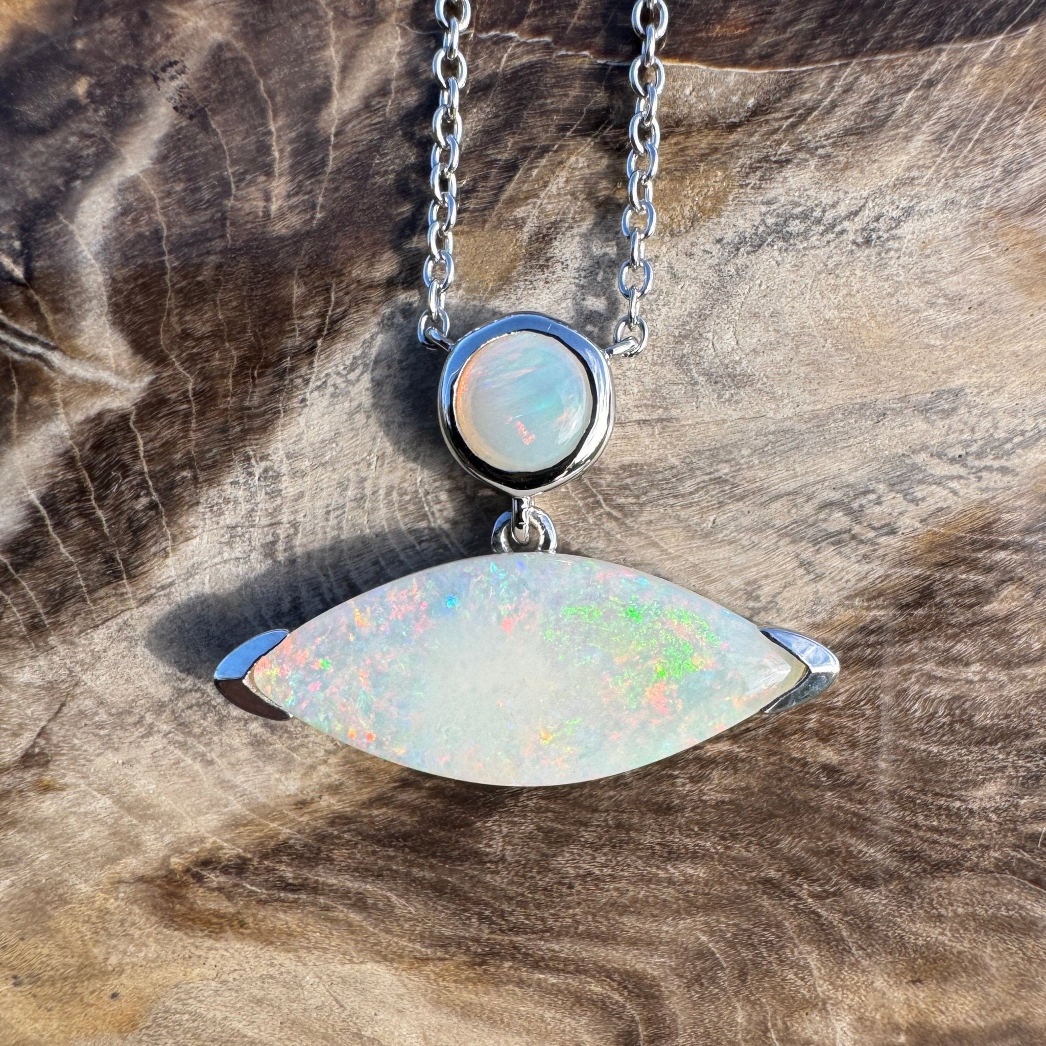 3ct Coober Pedy Opal Pendant Necklace ~ 'Ceduna Colourwave' | 925 Sterling Silver | Solid Australian Opal