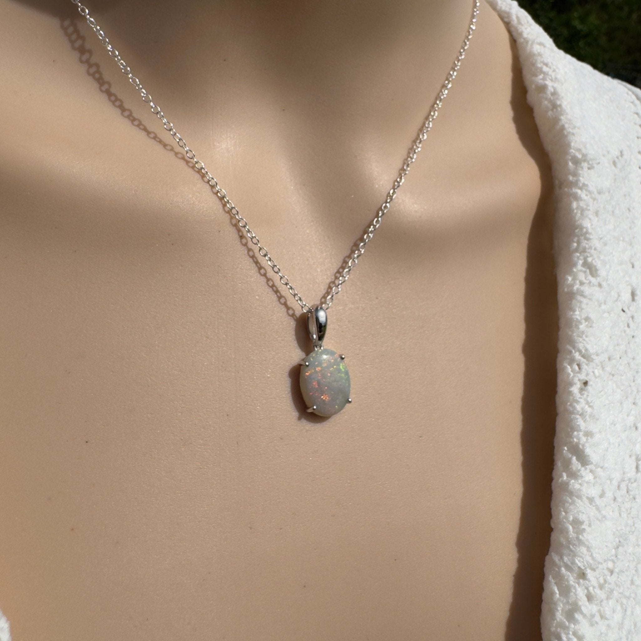 3ct Coober Pedy Opal Pendant Necklace ~ 'Mungo Wildfire' | 925 Sterling Silver | Solid Australian Opal