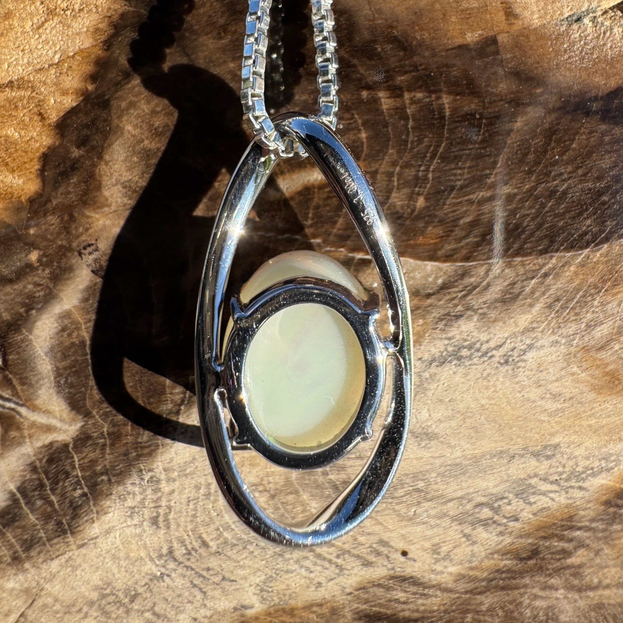 3ct Coober Pedy Opal Pendant Necklace ~ 'Skywater Dreaming' | 925 Sterling Silver | Solid Australian Opal