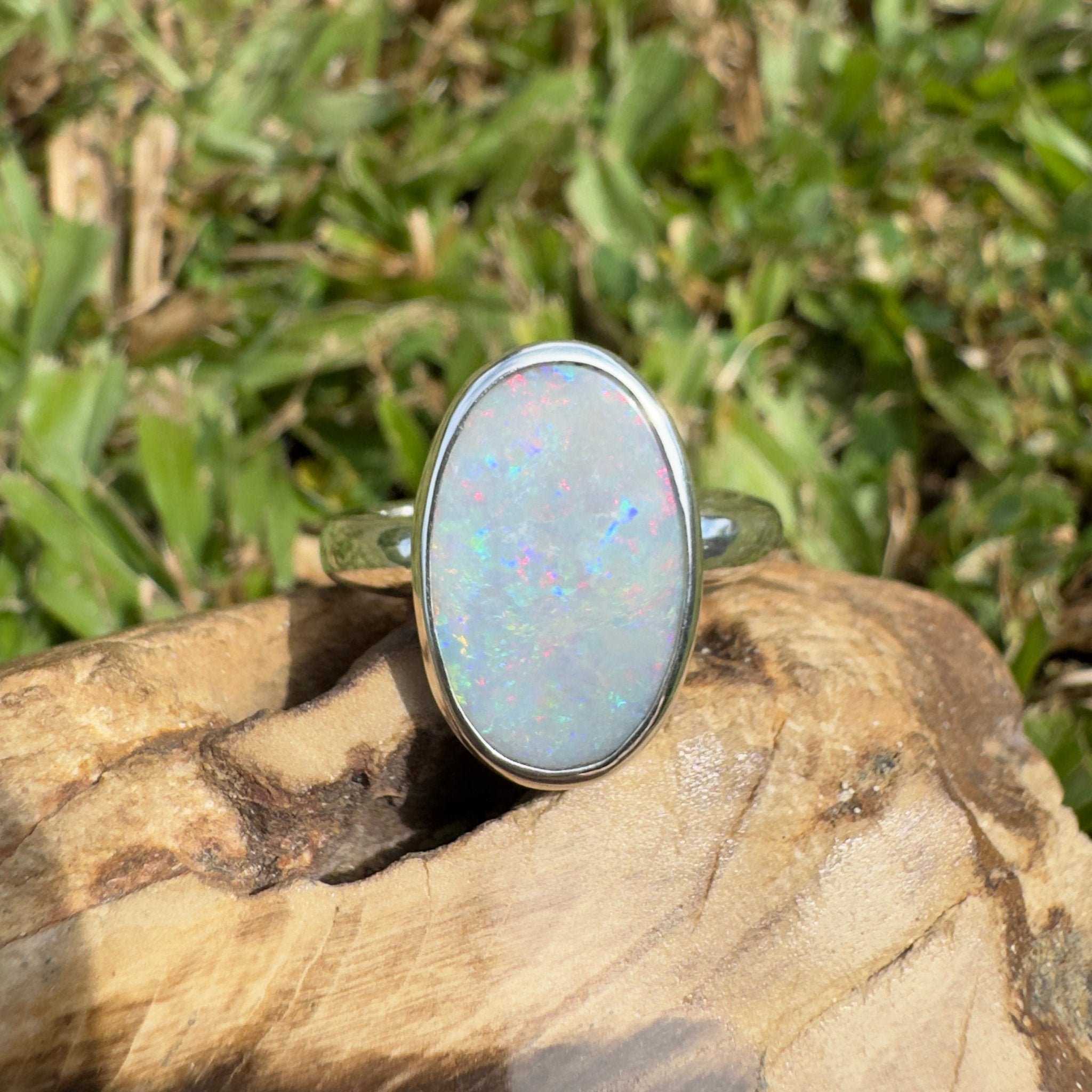 3ct Lightning Ridge Opal Ring ~ 'Richmond Range Prism' | 925 Sterling Silver | Solid Australian Opal