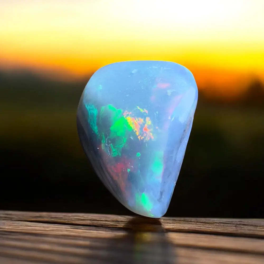 Iridescent opal gemstone.