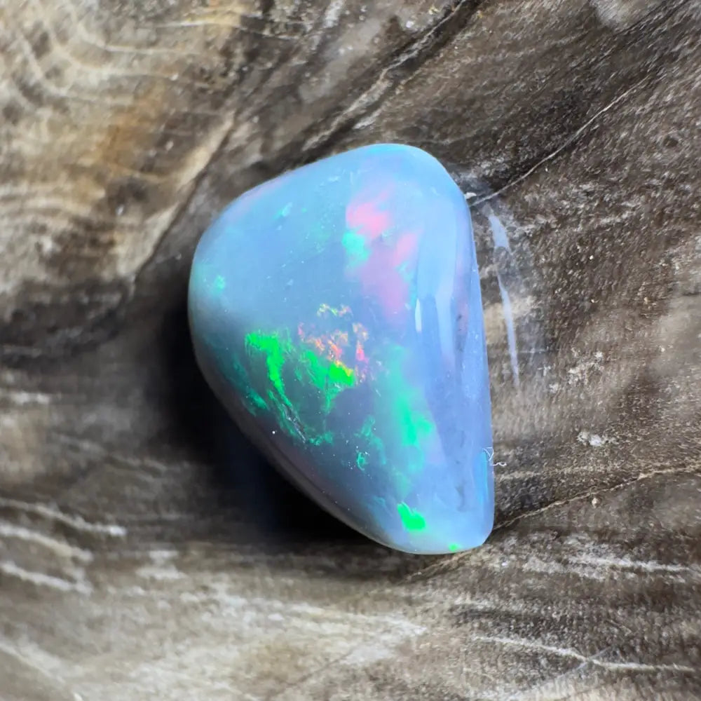 Iridescent blue opal gemstone.
