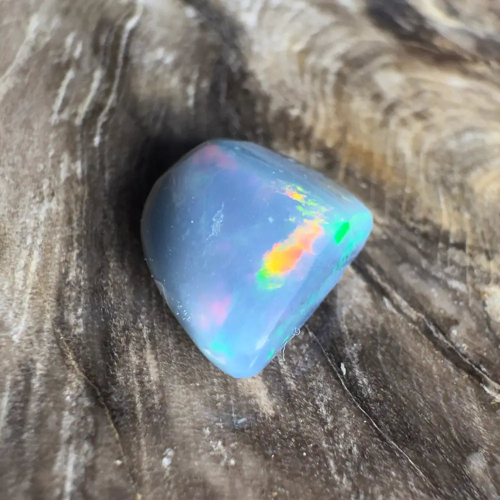 Iridescent blue opal gemstone.