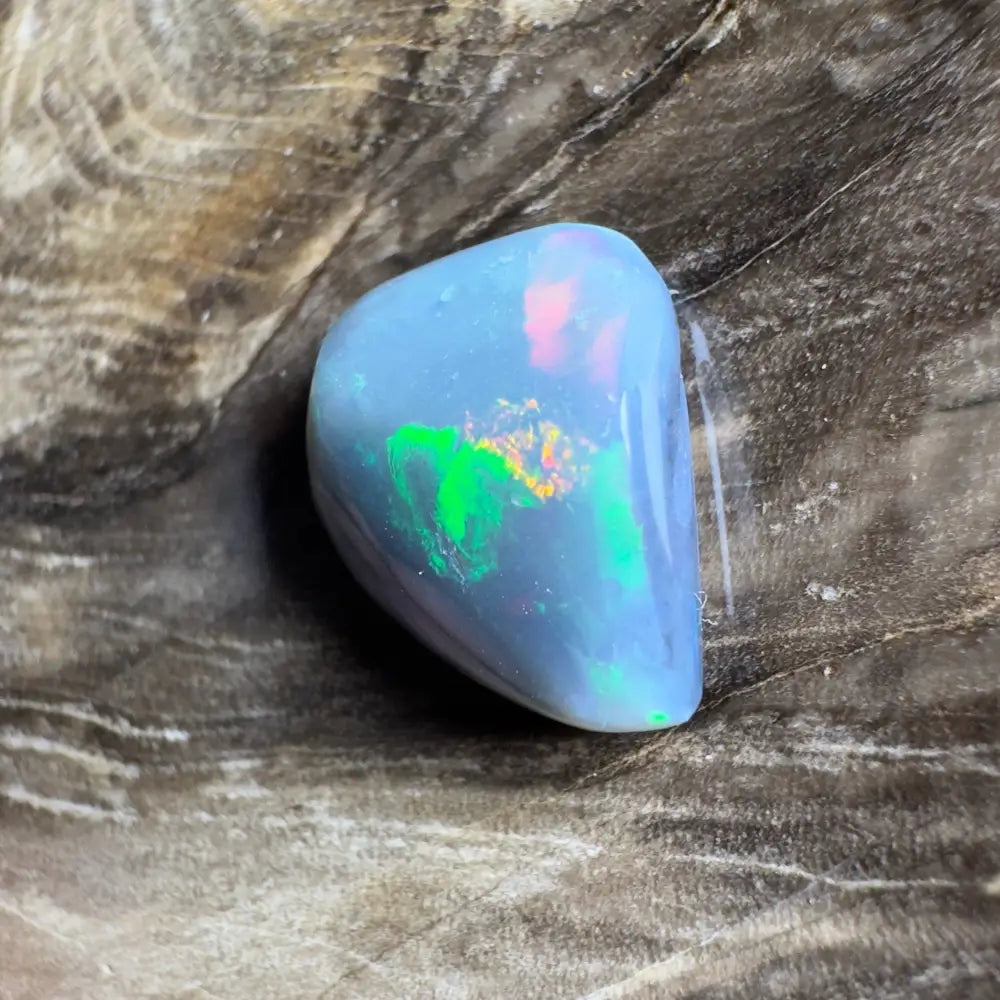 Iridescent blue opal gemstone.
