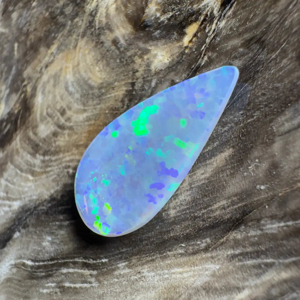 Iridescent blue opal teardrop.
