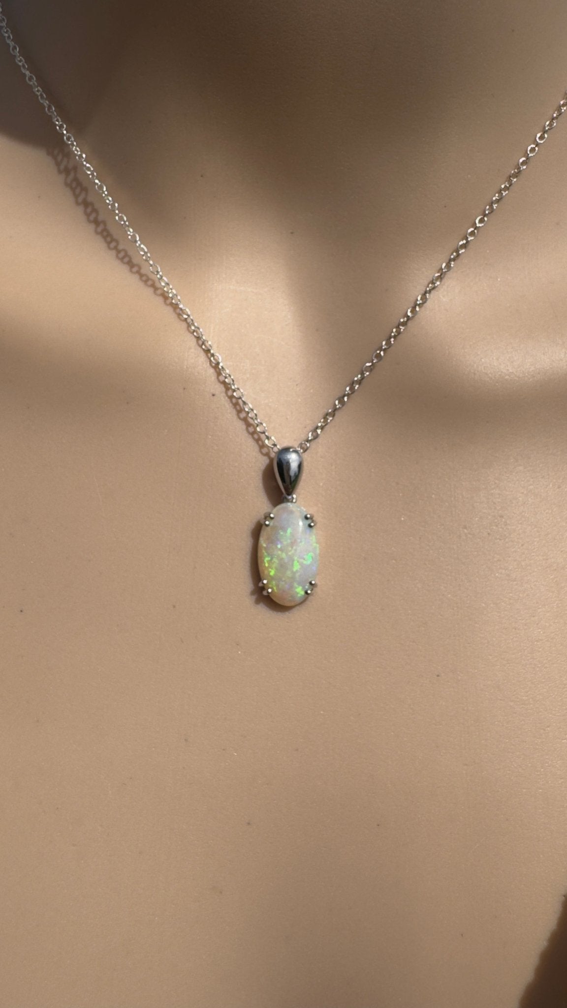 4.1ct Coober Pedy Crystal Opal Pendant Necklace ~ 'Moreton Ripple' | 925 Sterling Silver | Solid Australian Opal
