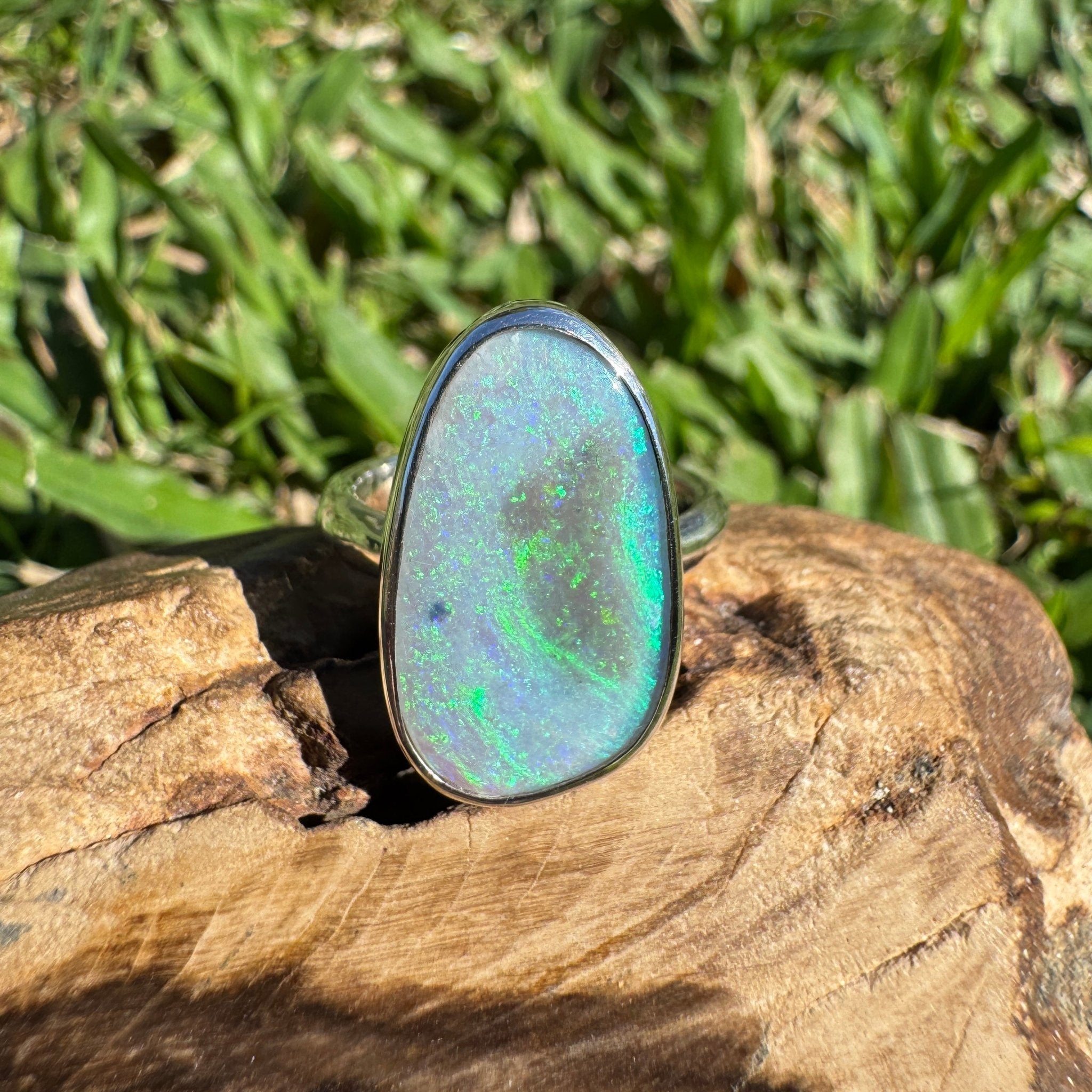 4.4ct Australian Solid Lightning Ridge Opal Silver Ring ~ 'Warrnambool Wave' | 925 Sterling Silver | Solid Australian Opal