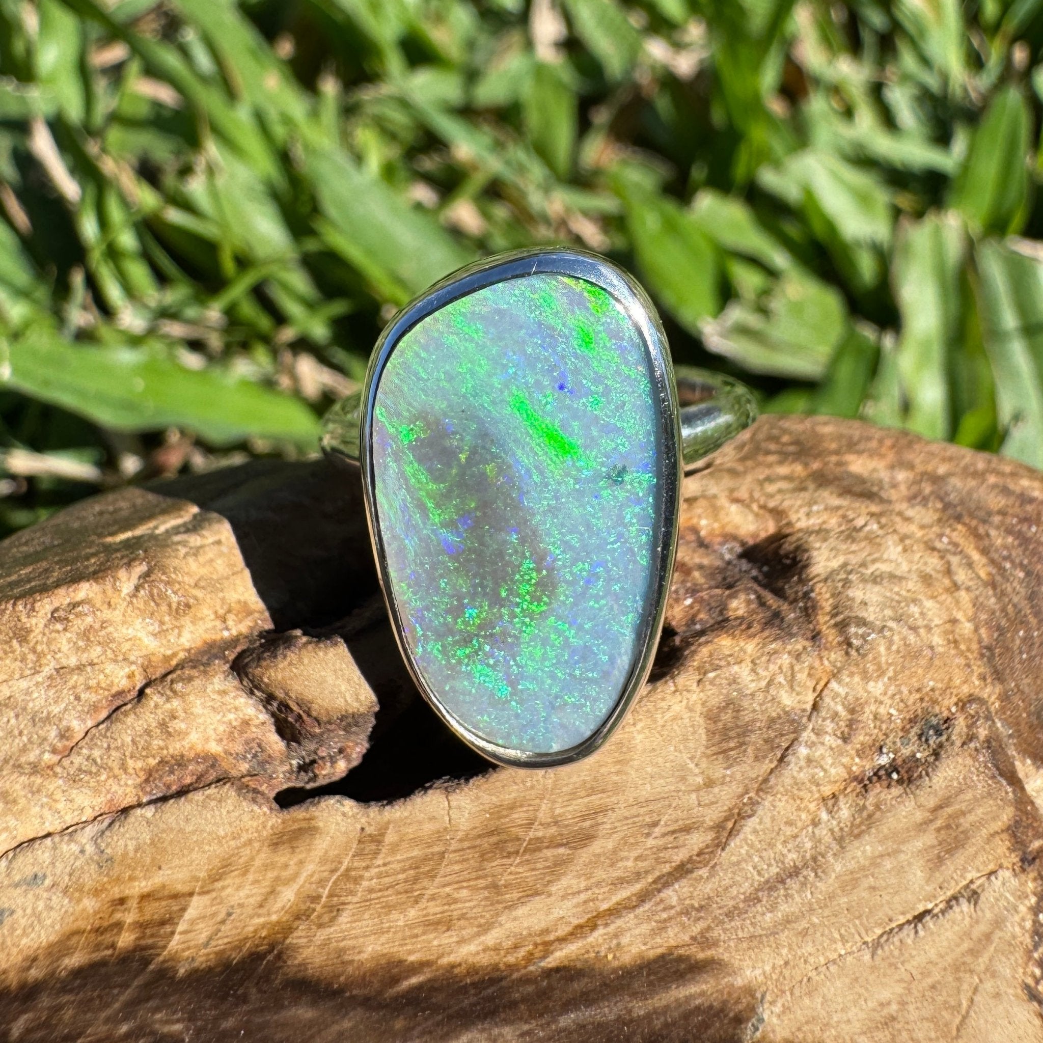 4.4ct Australian Solid Lightning Ridge Opal Silver Ring ~ 'Warrnambool Wave' | 925 Sterling Silver | Solid Australian Opal
