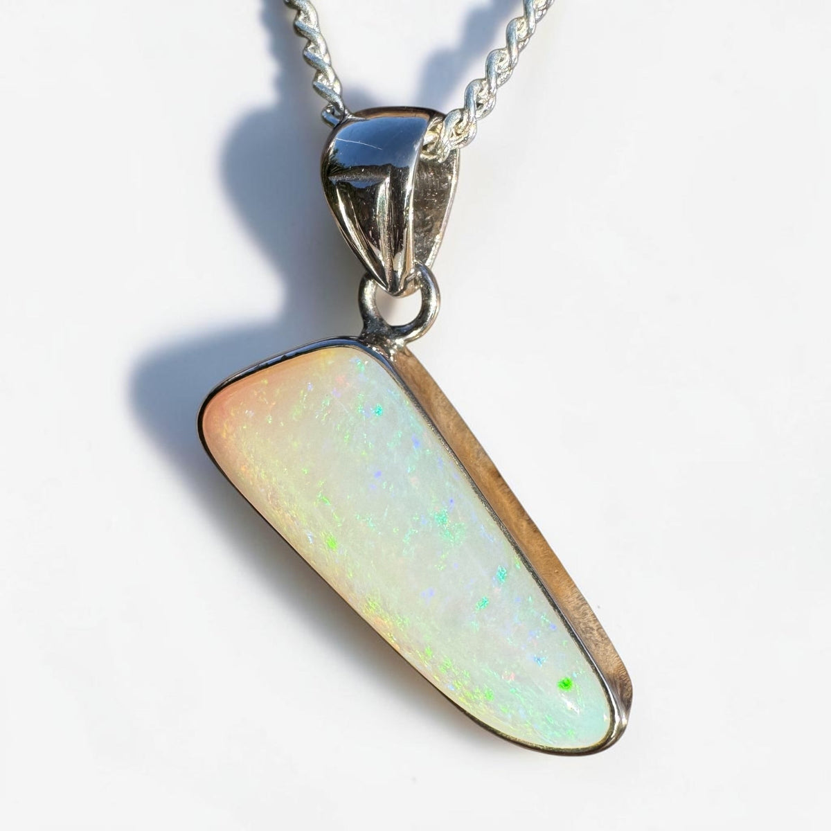 4.4ct Coober Pedy Opal Pendant Necklace ~ 'Derby Gleam' | 925 Sterling Silver | Solid Australian Opal